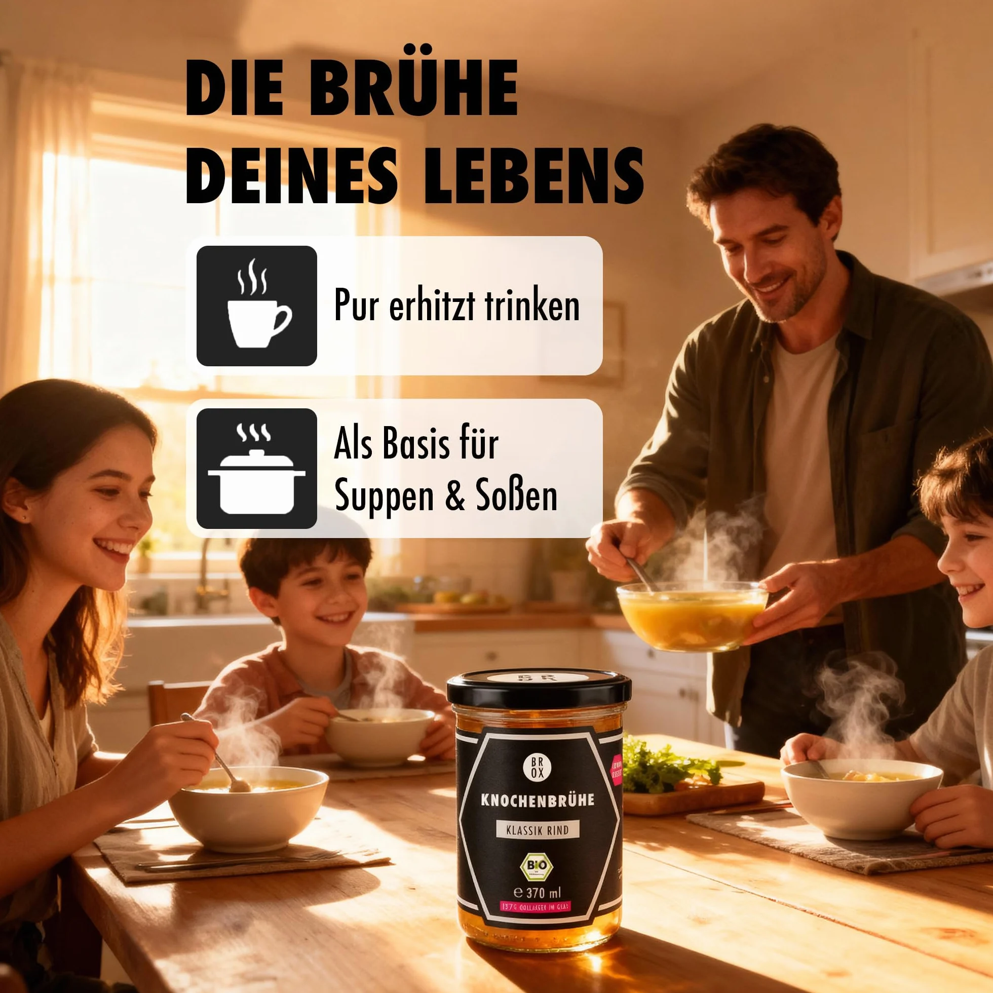 BROX Bio-wołowina 6 x 370 ml kolagen białko żelatyna ugotowana na 18 godzin