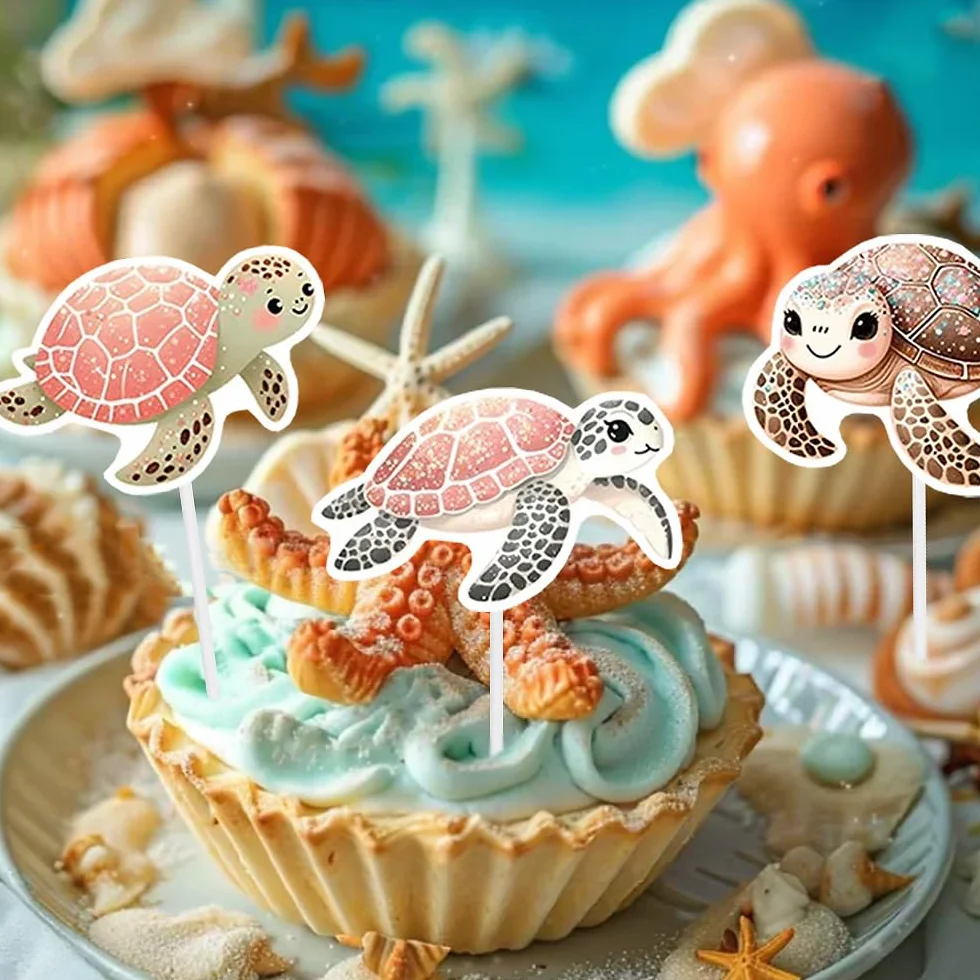 Dekoracja tortowa żółw morski – 20 sztuk na urodziny baby shower