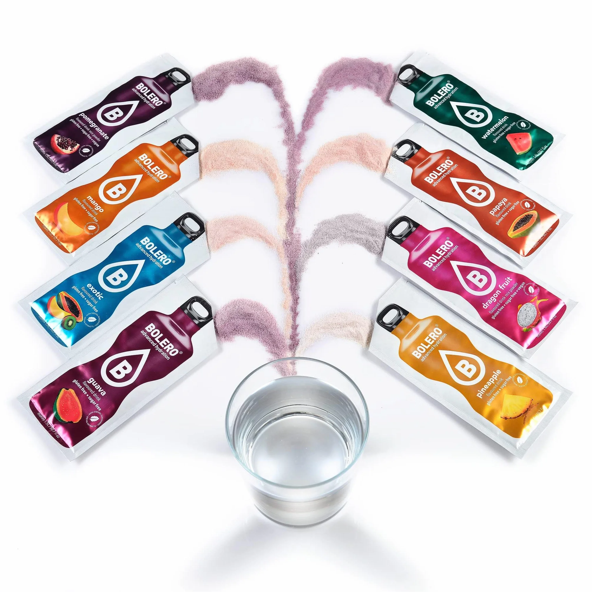 Bolero Drinks Exotic Mix 24x9g | Orzeźwiający napój w proszku bez cukru słodzony stewią | Witamina C | odpowiedni dla diabetyków | smaki różnych egzotycznych owoców