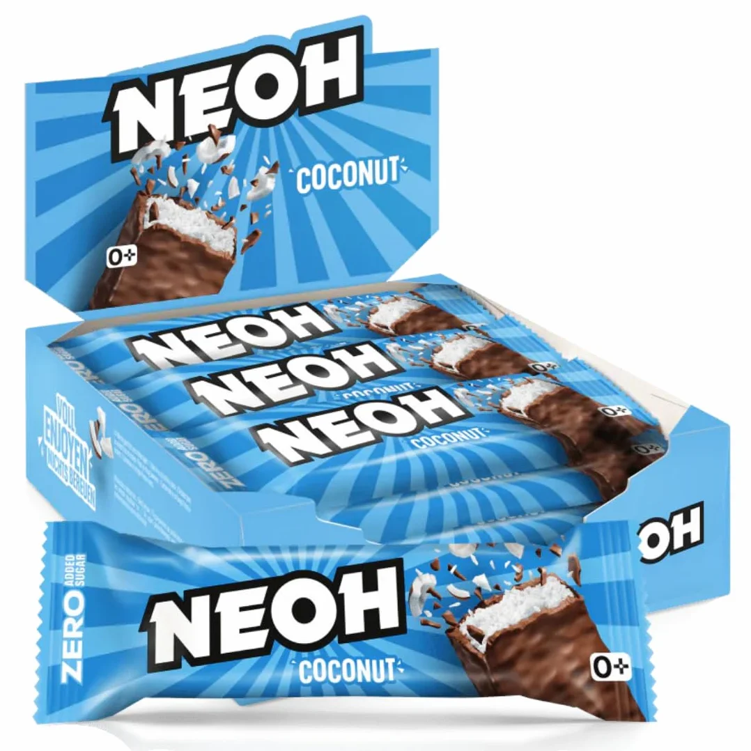 NEOH Low Carb Keto Batonik Kokos Czekolada - 1 g Cukier / 117 kcal / 6 g Białko - Bez dodatku cukru - 30 g (Opakowanie 12 sztuk) - Coconut