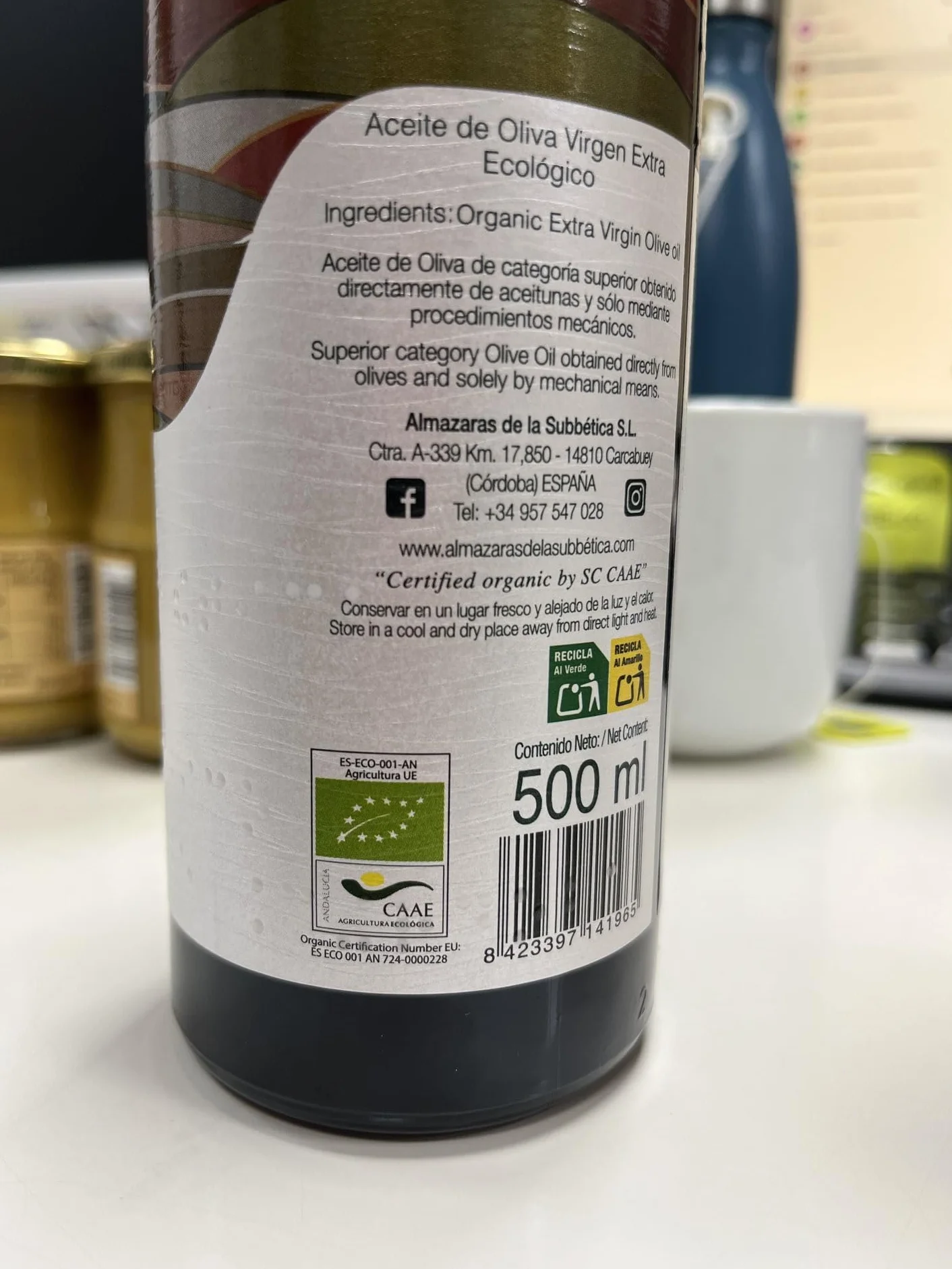 Rincón de la Subbética Oliwa z oliwek Extra Virgin Hojiblanca 500 ml