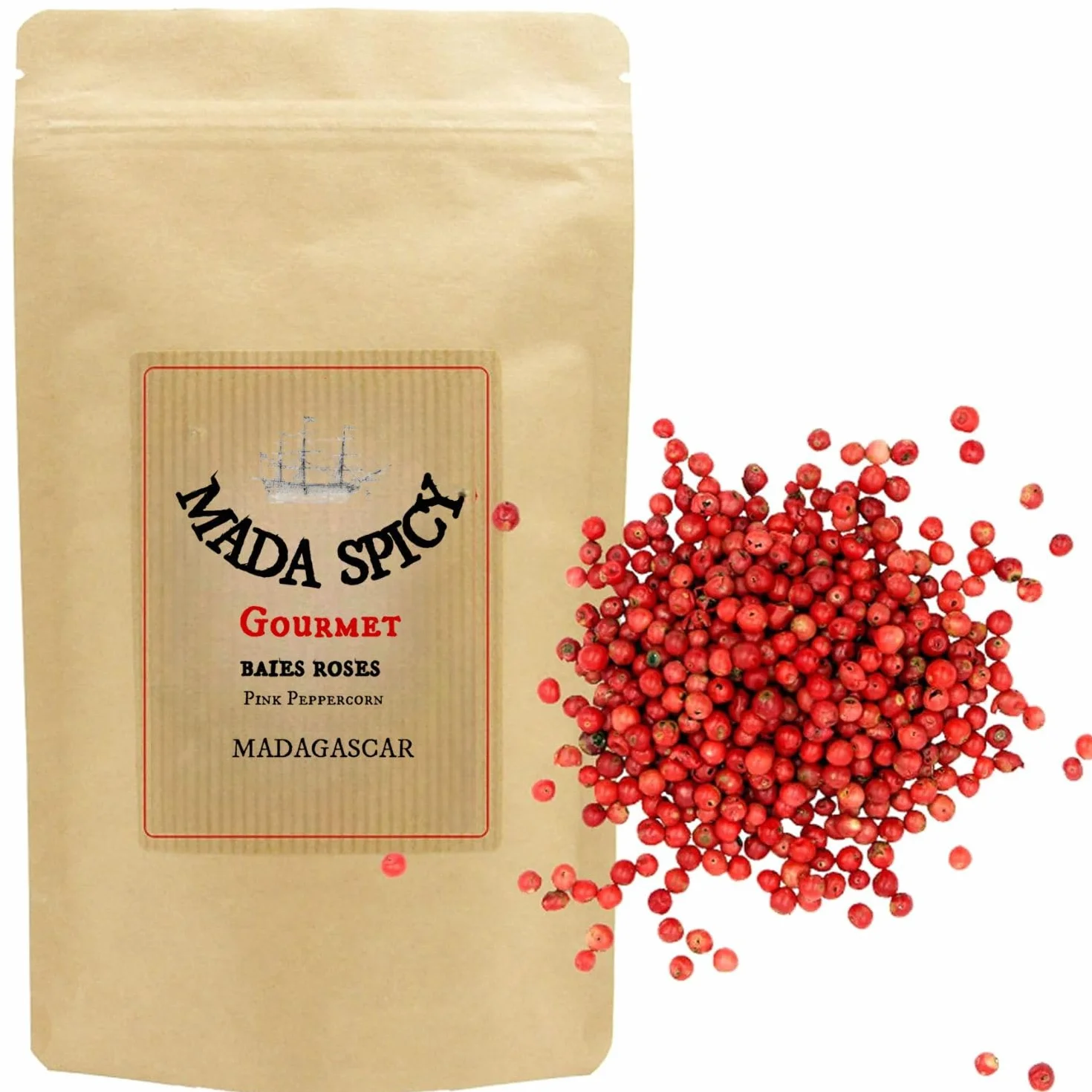 Madagaskar różowy pieprz jagody « pink peppercorns » 200 g. Jakość dla smakoszy. Torba wielokrotnego zamykania.