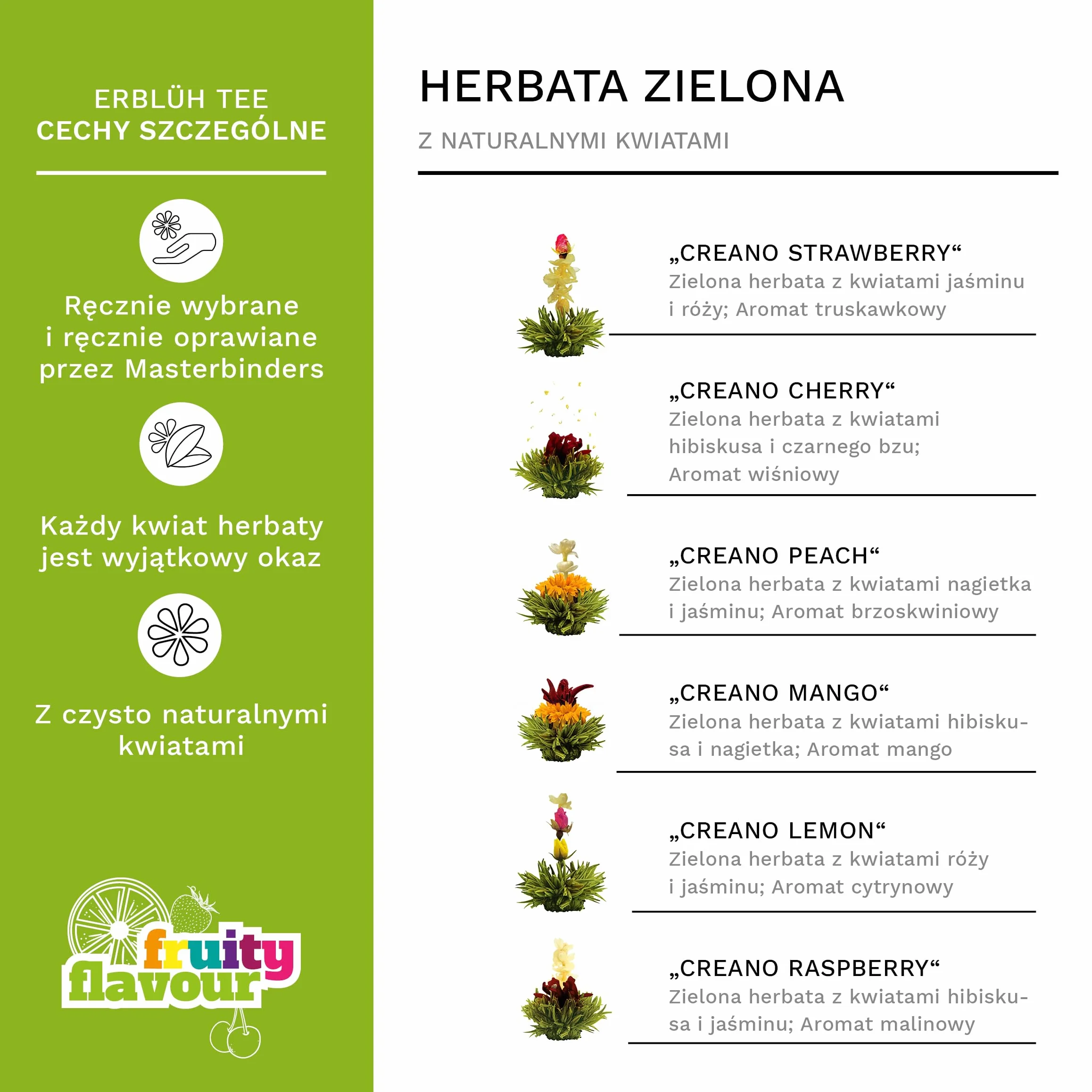 Creano Pudełko prezentowe herbata zielona 6 odmian eleganckie magnetyczne srebrne tłoczenie