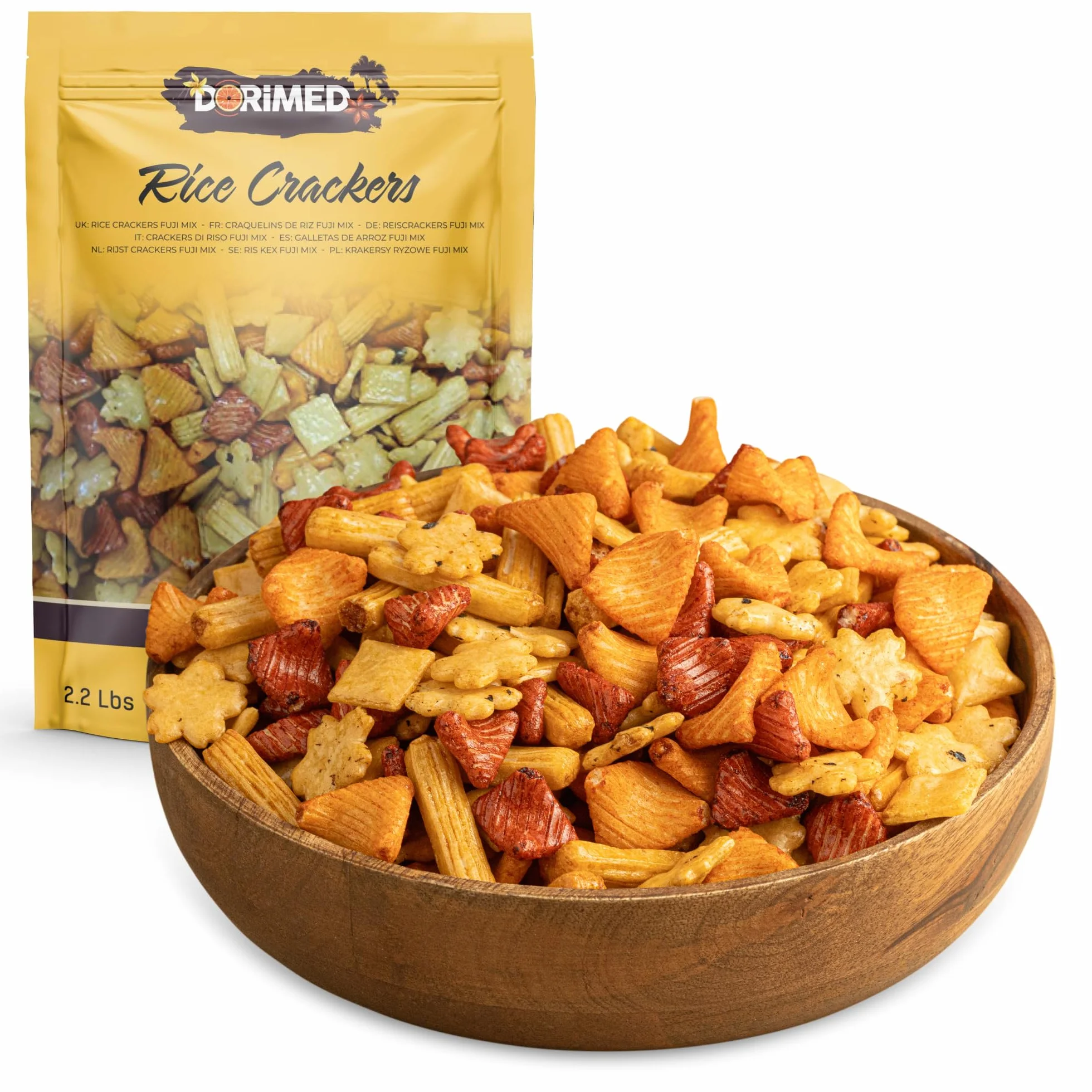 Fuji Mix 1 kg - słone przekąski ryżowe | chrupiące krakersy o delikatnym smaku soli pieprzowej | zdrowa przekąska wysokiej jakości dla zrównoważonego odżywiania | Dorimed