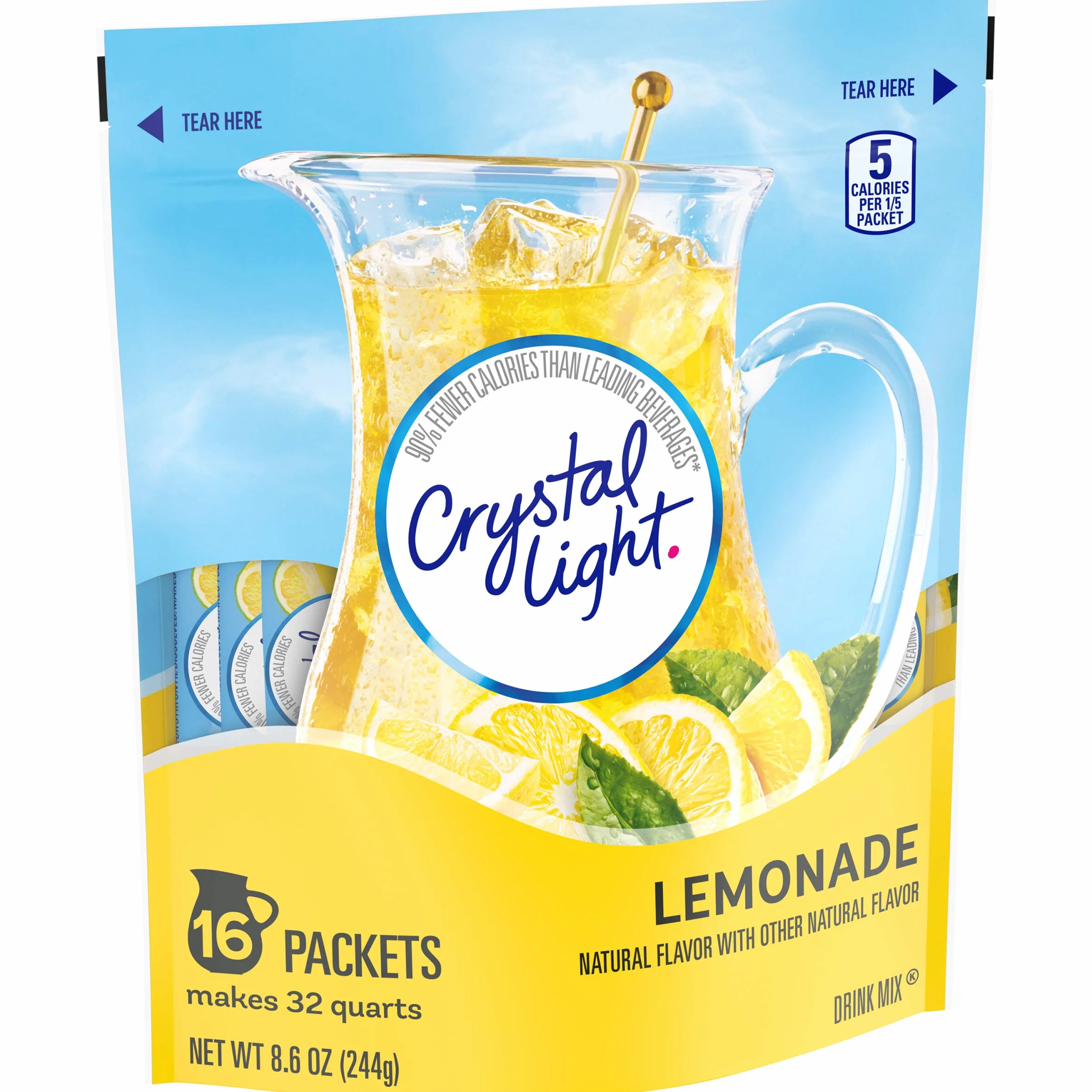 Crystal Light Lemonade Sticks Natural 8.6 oz 16 Count