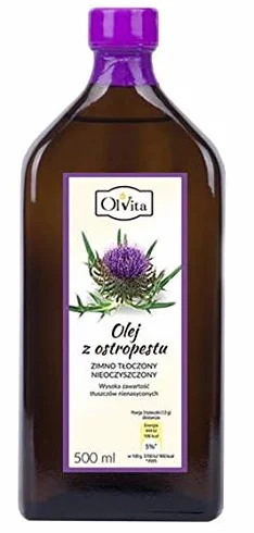 Olej z ostropestu zimnotłoczony nieoczyszczony 500ml OLVITA
