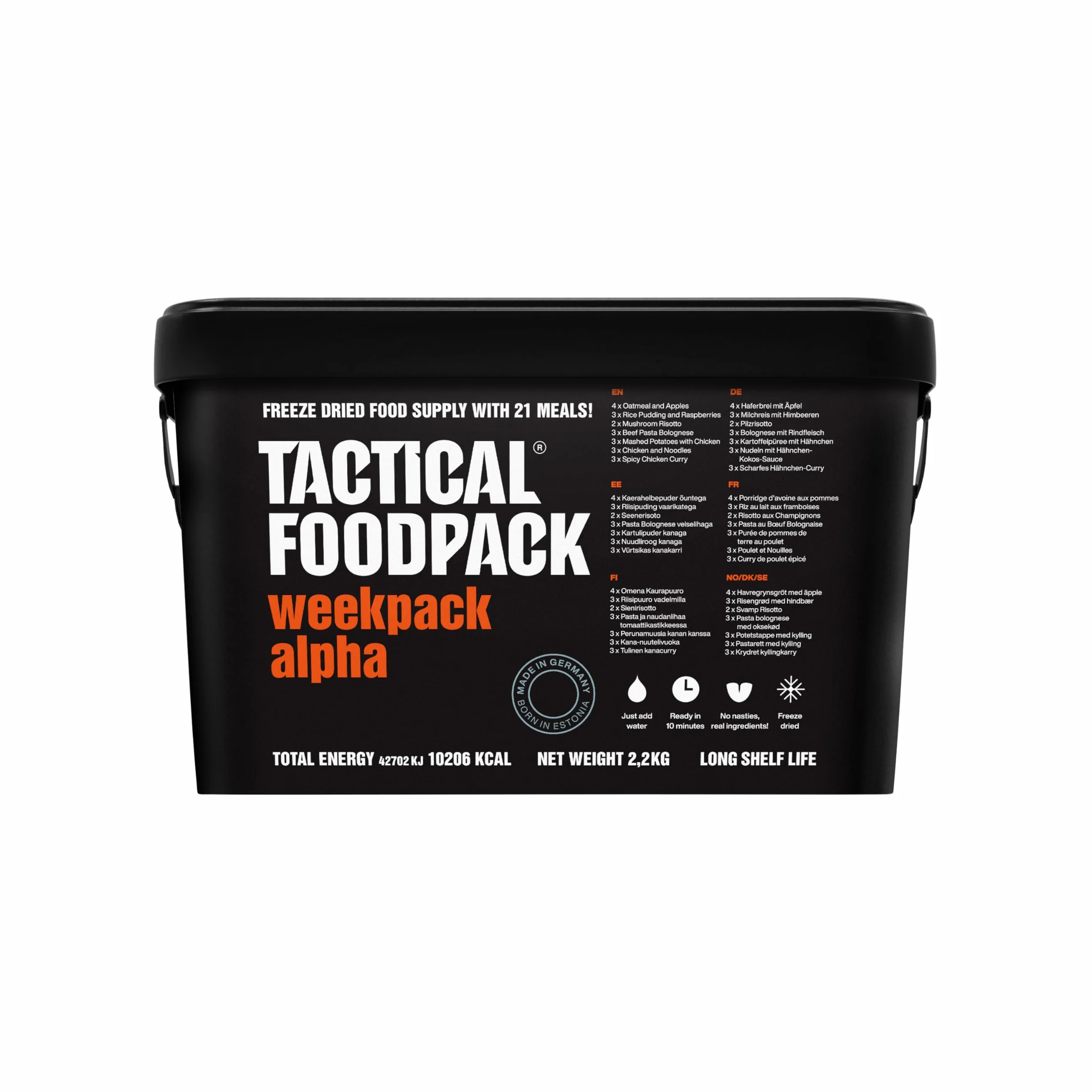 Tactical Foodpack Weekpack Alpha (21 posiłków) – liofilizowane posiłki I gotowe do spożycia I MRE I Survival I jedzenie na świeżym powietrzu I Wyprawa I Biuro