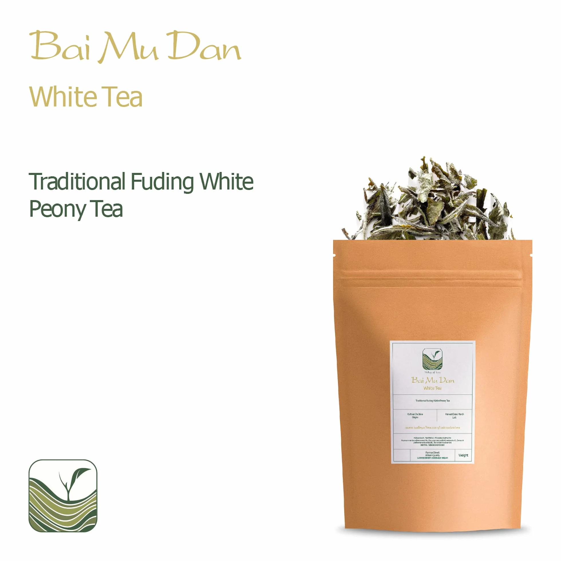 White Peony White Tea - Bai Mu Dan Chinese - Pai Mu Tan Tea From China - Baimudan or Paimutan 100g