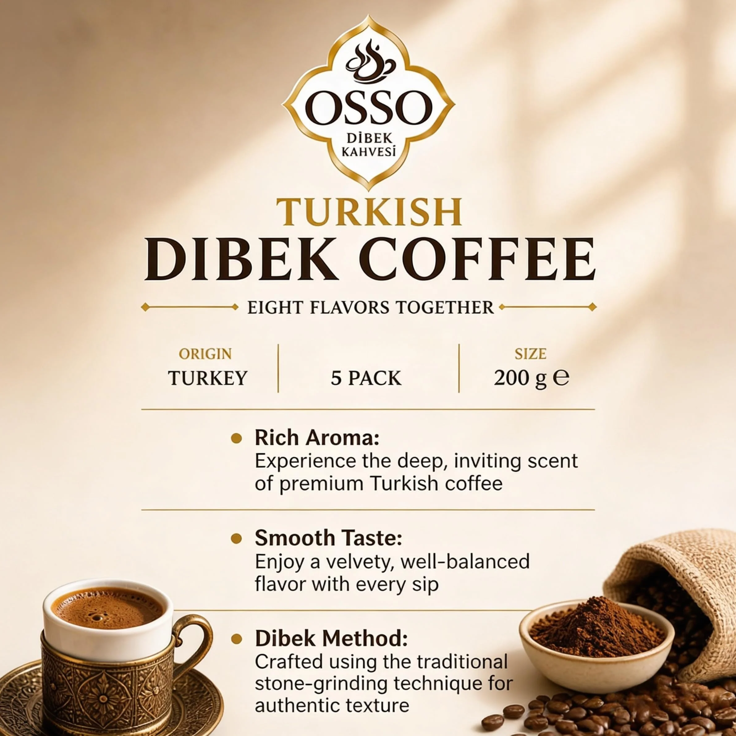 OSSO Dibek Kahvesi 200 g x 5 (1000 g)