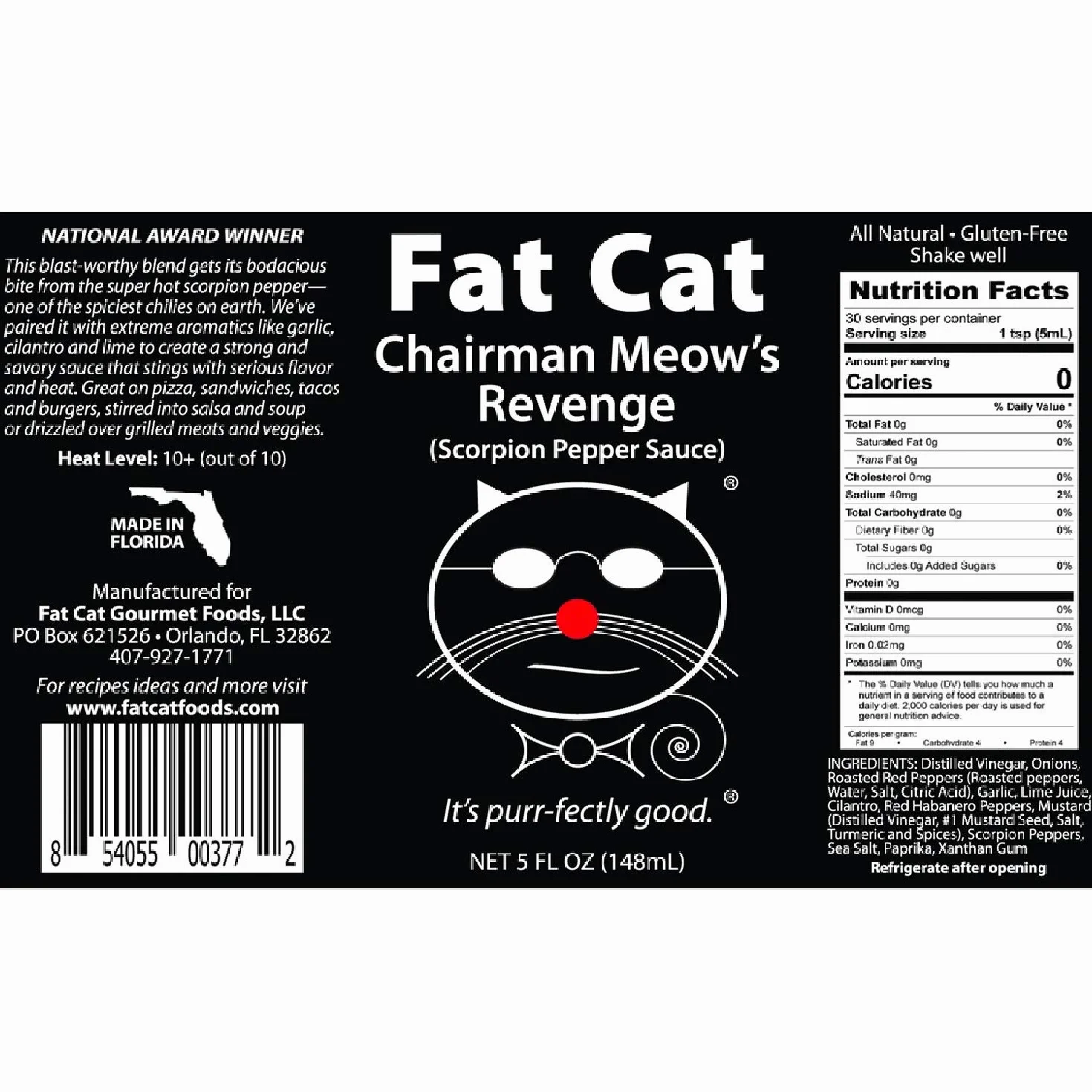 Fat Cat Chairman Meow's Revenge: Scorpion Pepper Sauce (5 unce)