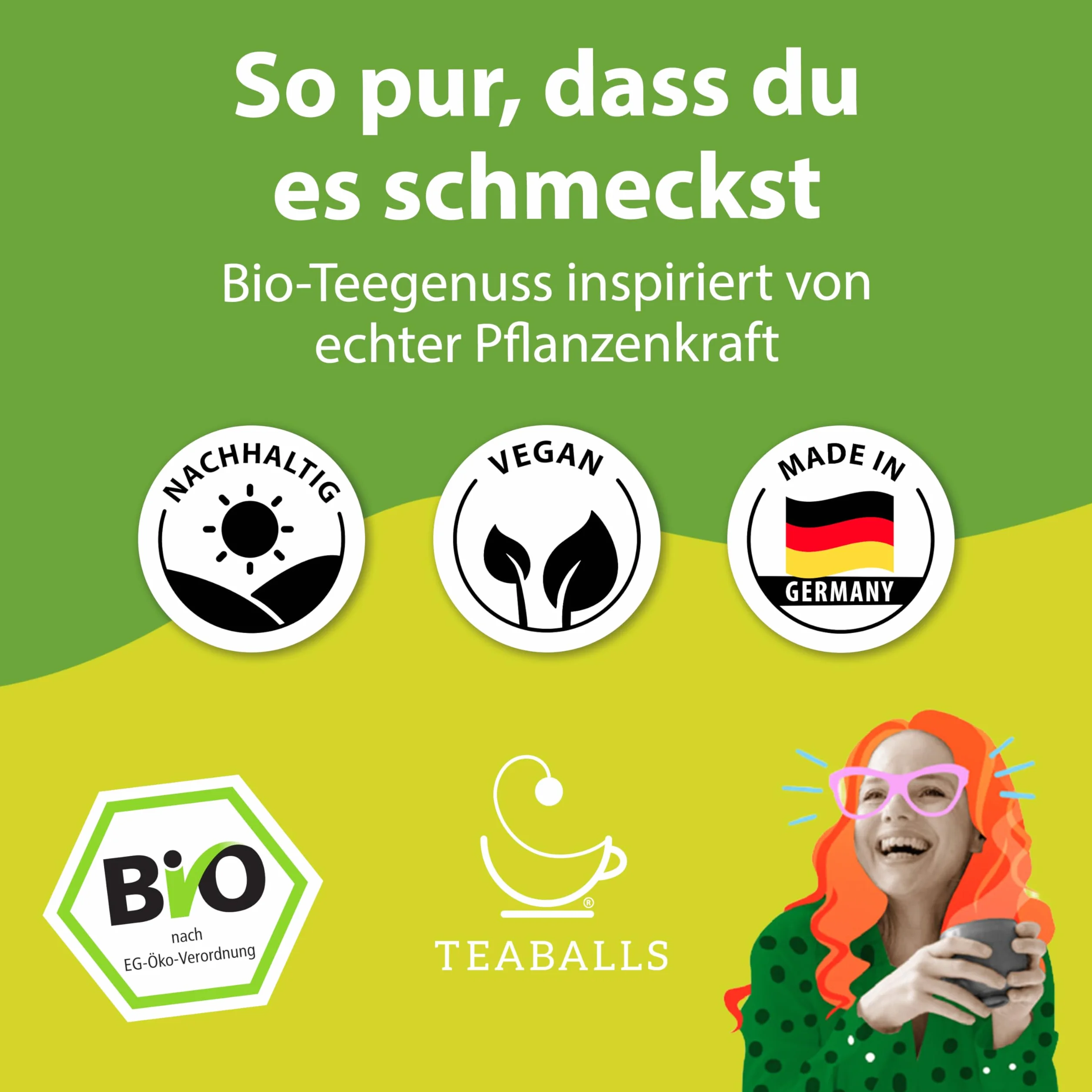 TEABALLS – BIO CHOCO CHAI – herbata kakaowa z przyprawami, bez worka, tylko z gorącą wodą, czekoladowo-pikantna, 40 filiżanek, bez cukru i kalorii, wegańska, niemiecka innowacja