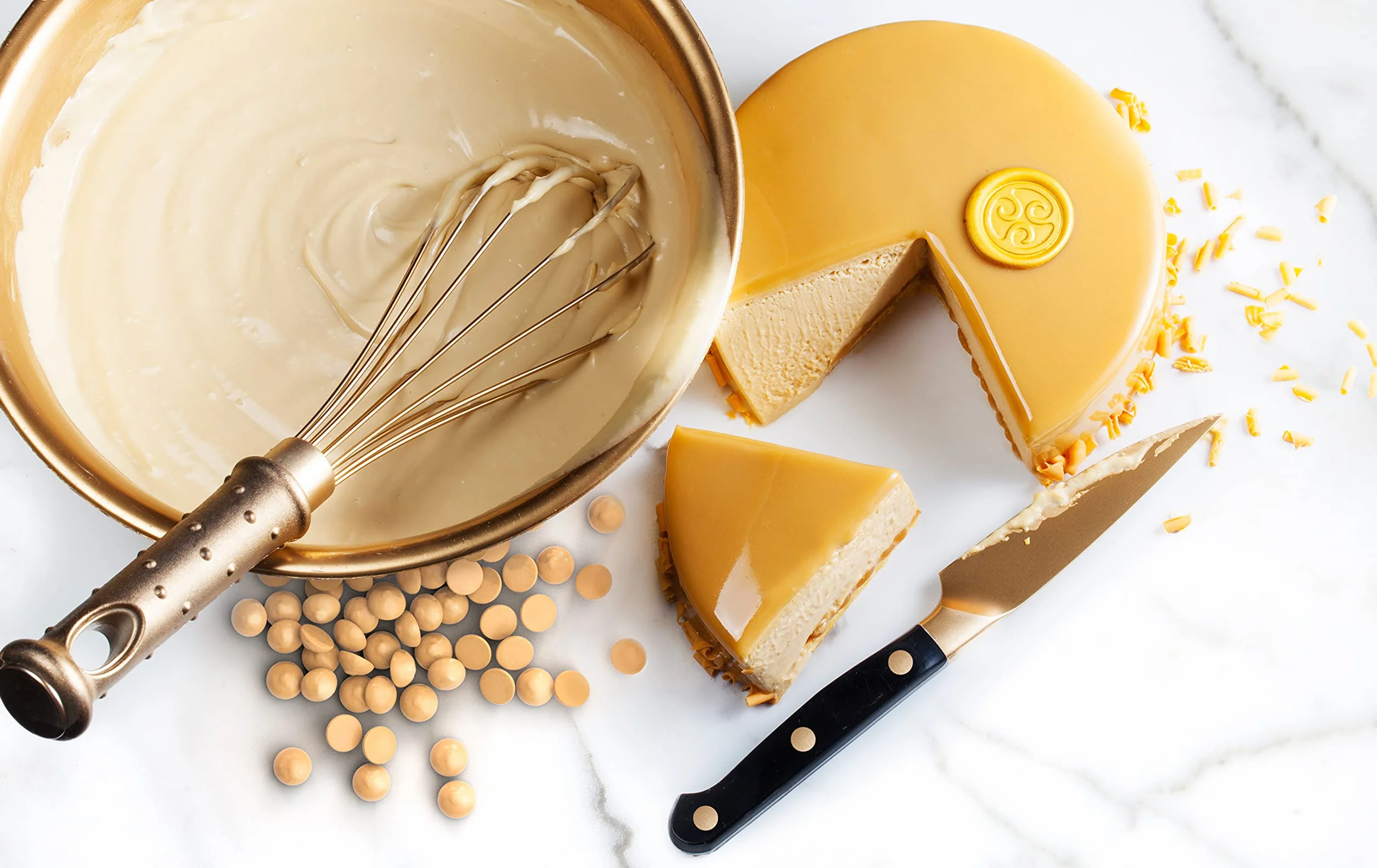 Callebaut czekoladowe złote nuggetsy (kallets) 400 g, idealne do wypieków, pyszny karmelizowany smak - wysokiej jakości czekolada