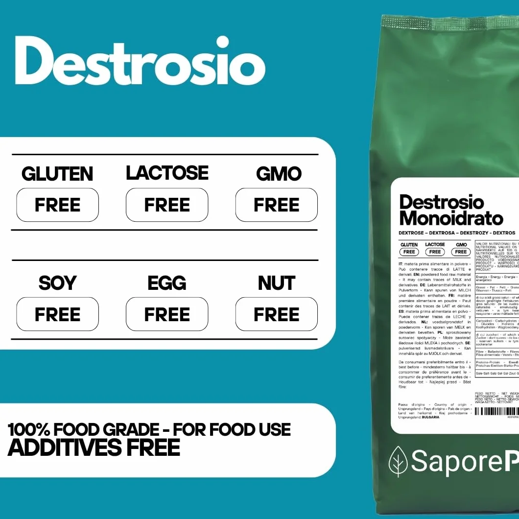 SaporePuro DEKSTROZA Monohydrat 1,5 kg - Idealny do deserów, lodów i sorbetów
