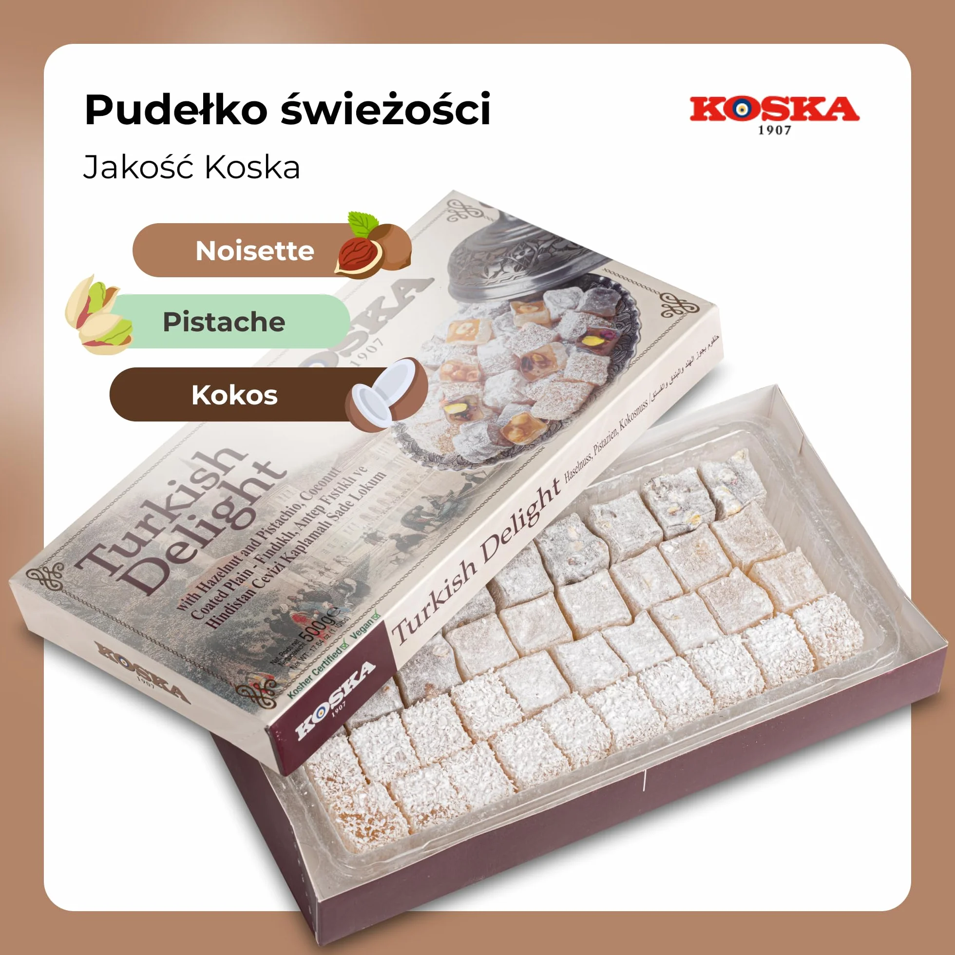 Tureckie przysmaki Z orzechami laskowymi, pistacją, kokosem 500 g