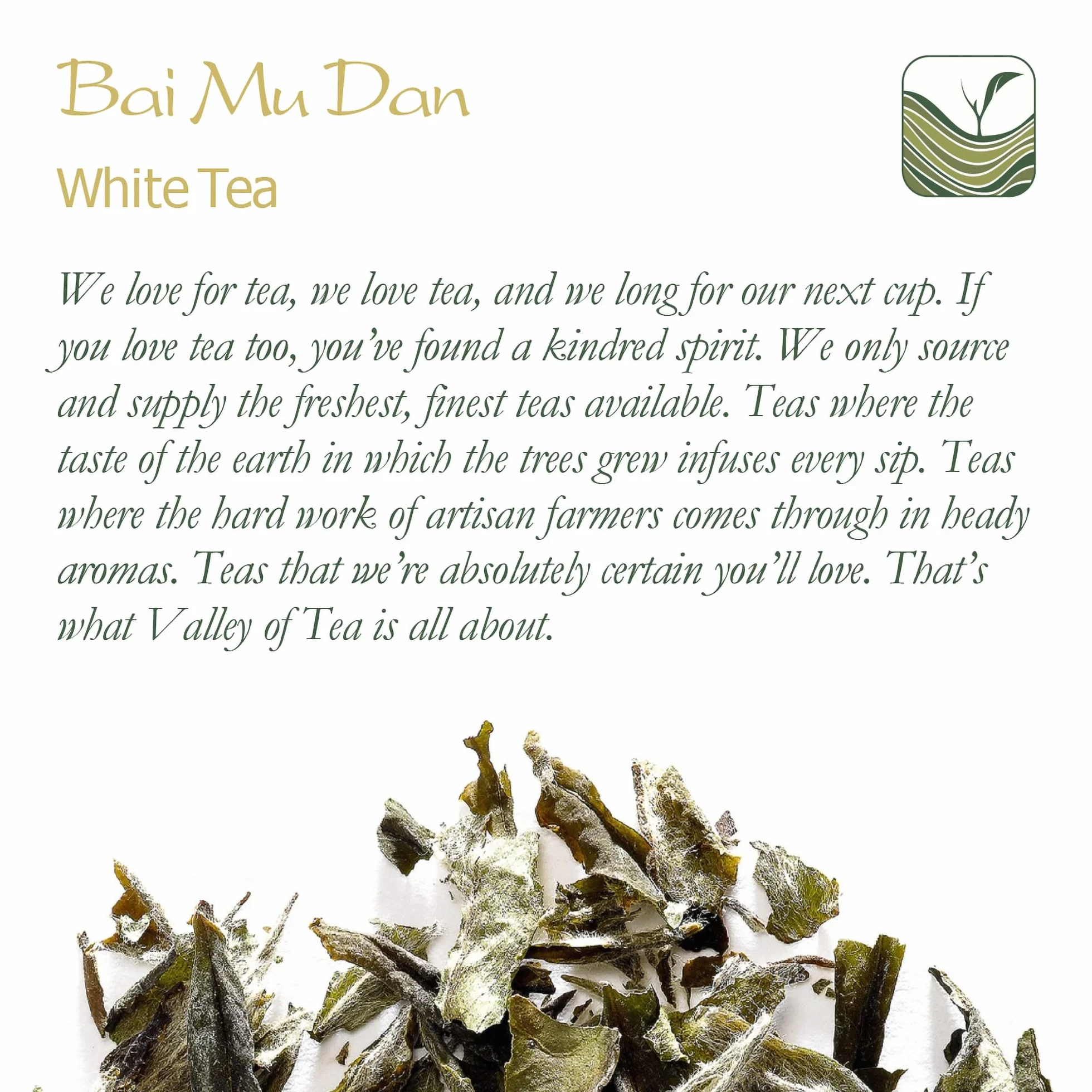 White Peony White Tea - Bai Mu Dan Chinese - Pai Mu Tan Tea From China - Baimudan or Paimutan 100g