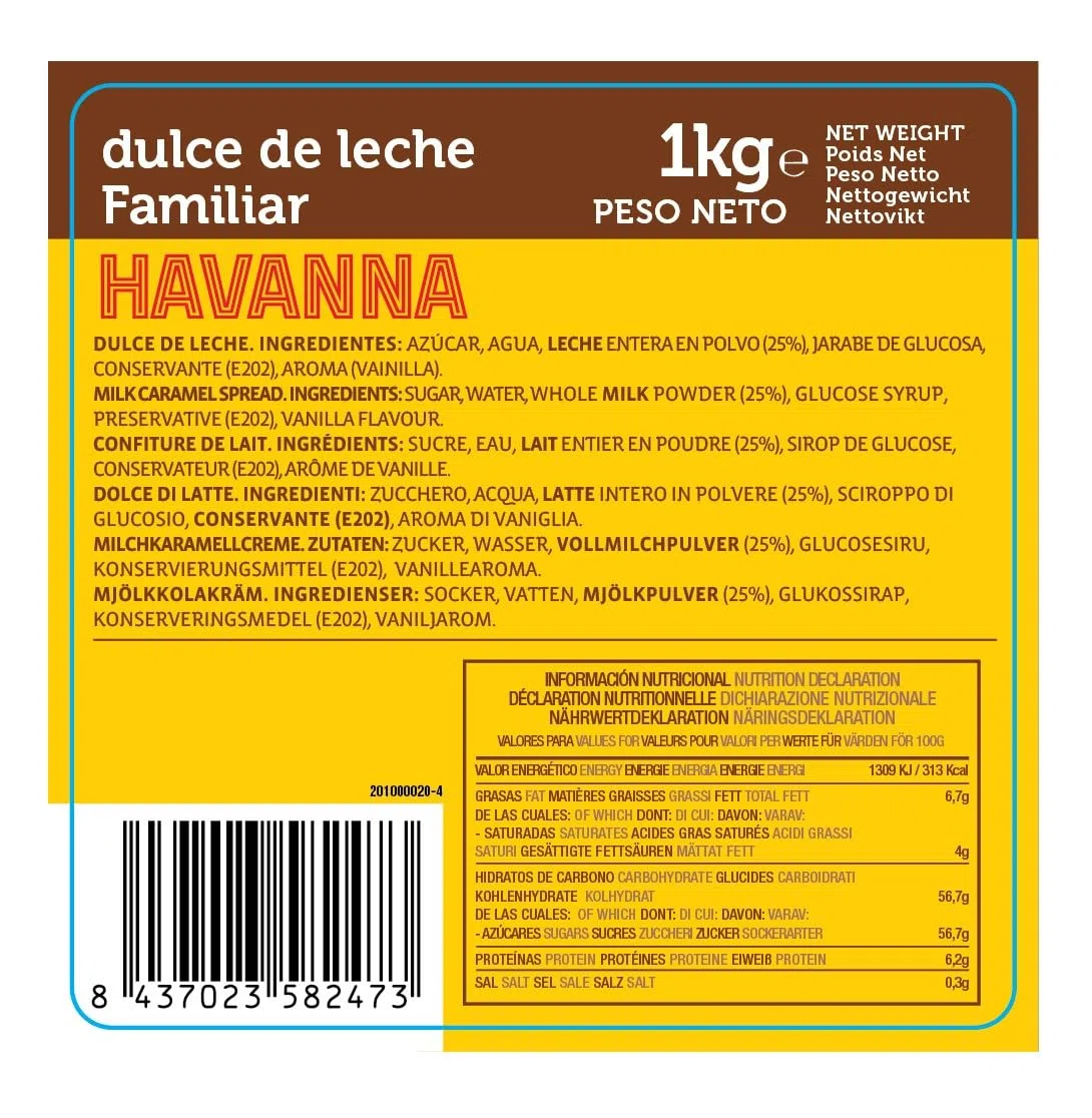 Havanna Dulce de Leche Familiar | Bez Glutenu | Bez Sztucznych Barwników i Aromatów | Produkt Gourmet | Wiaderko 1 kg