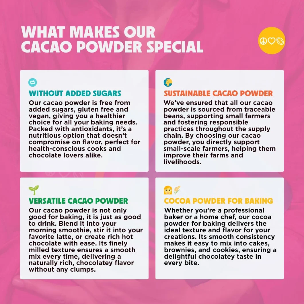 The Cocoa Circle Kakao w Proszku, 250g, Bezglutenowe, Wegańskie, Wysokobłonnikowe