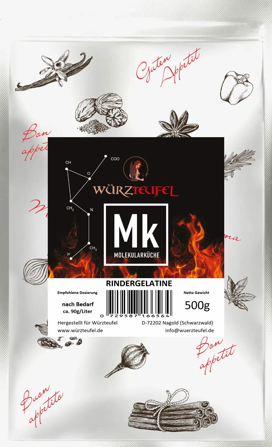 Gelatina z mięsa wołowego, żelatyna 220 Bloom, czysty aspik. Aspik w proszku, rozpuszczalny na zimno, najwyższa jakość ze Szwajcarii. Torba 500g.