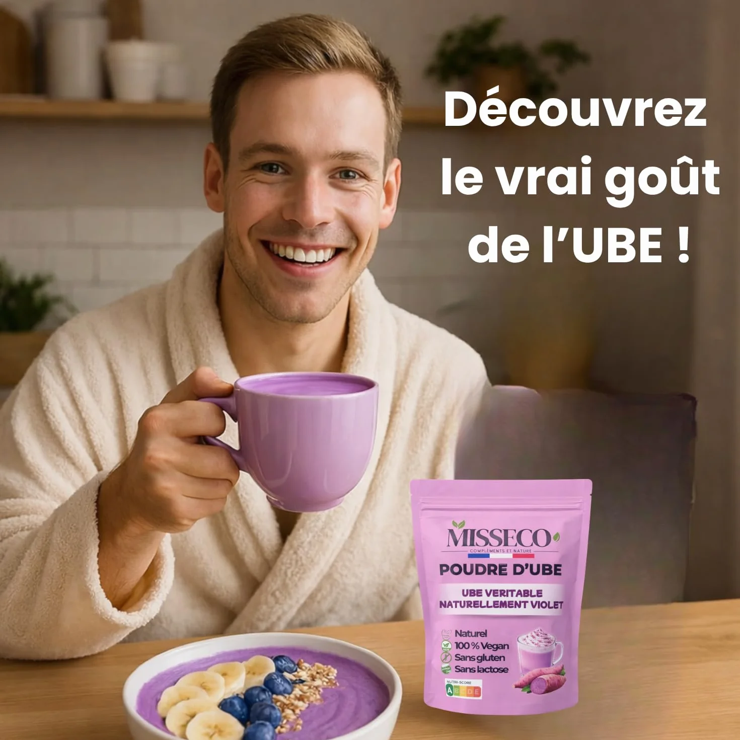 MISSECO Proszek z ube 100 g naturalny fioletowy barwnik spożywczy wegański bezglutenowy