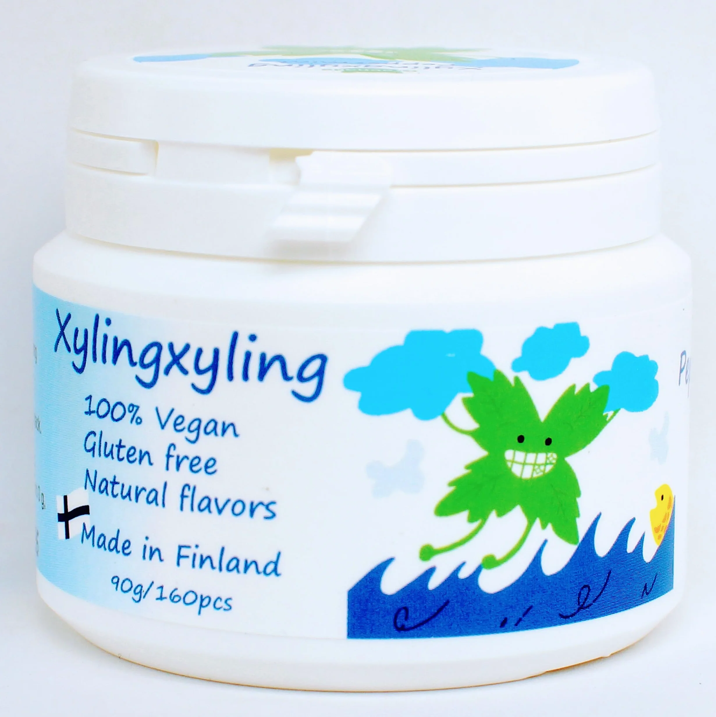 Xylingxyling Fińskie pastylki z ksylitolem 90g 160 szt. Mięta wegańskie bez cukru bez glutenu naturalne aromaty