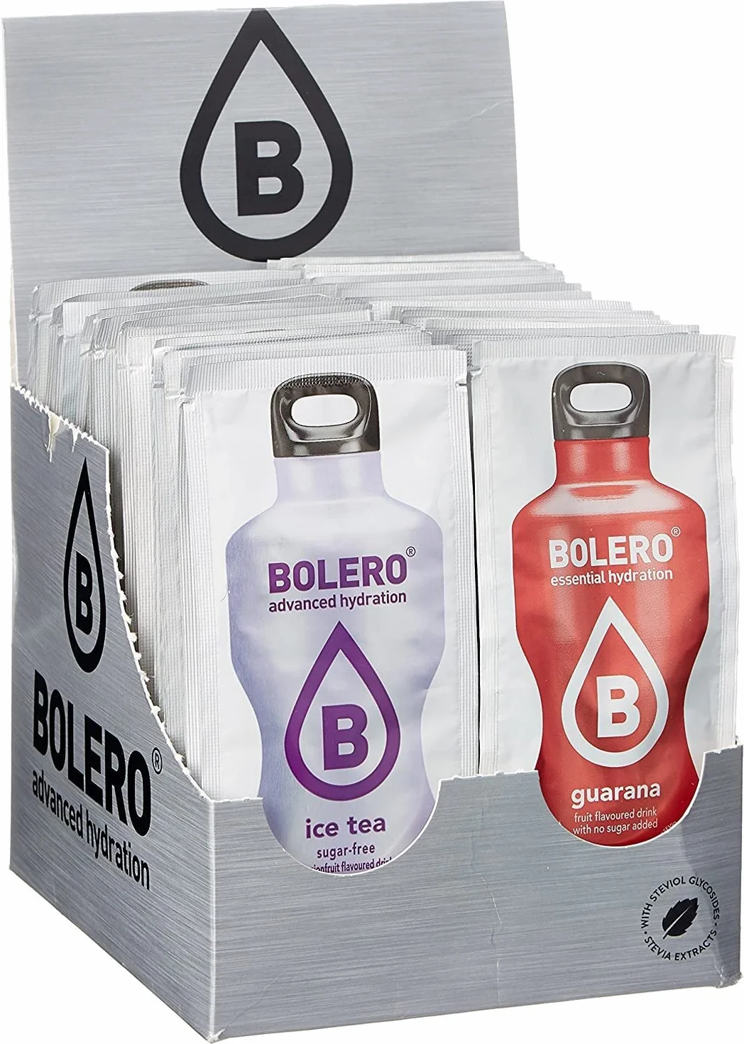 Bolero MIX PACK 58x9g | Proszek do napojów bez cukru, słodzony stewią + witamina C | odpowiedni dla dzieci, sportowców i diabetyków | bezglutenowy i przyjazny dla wegan