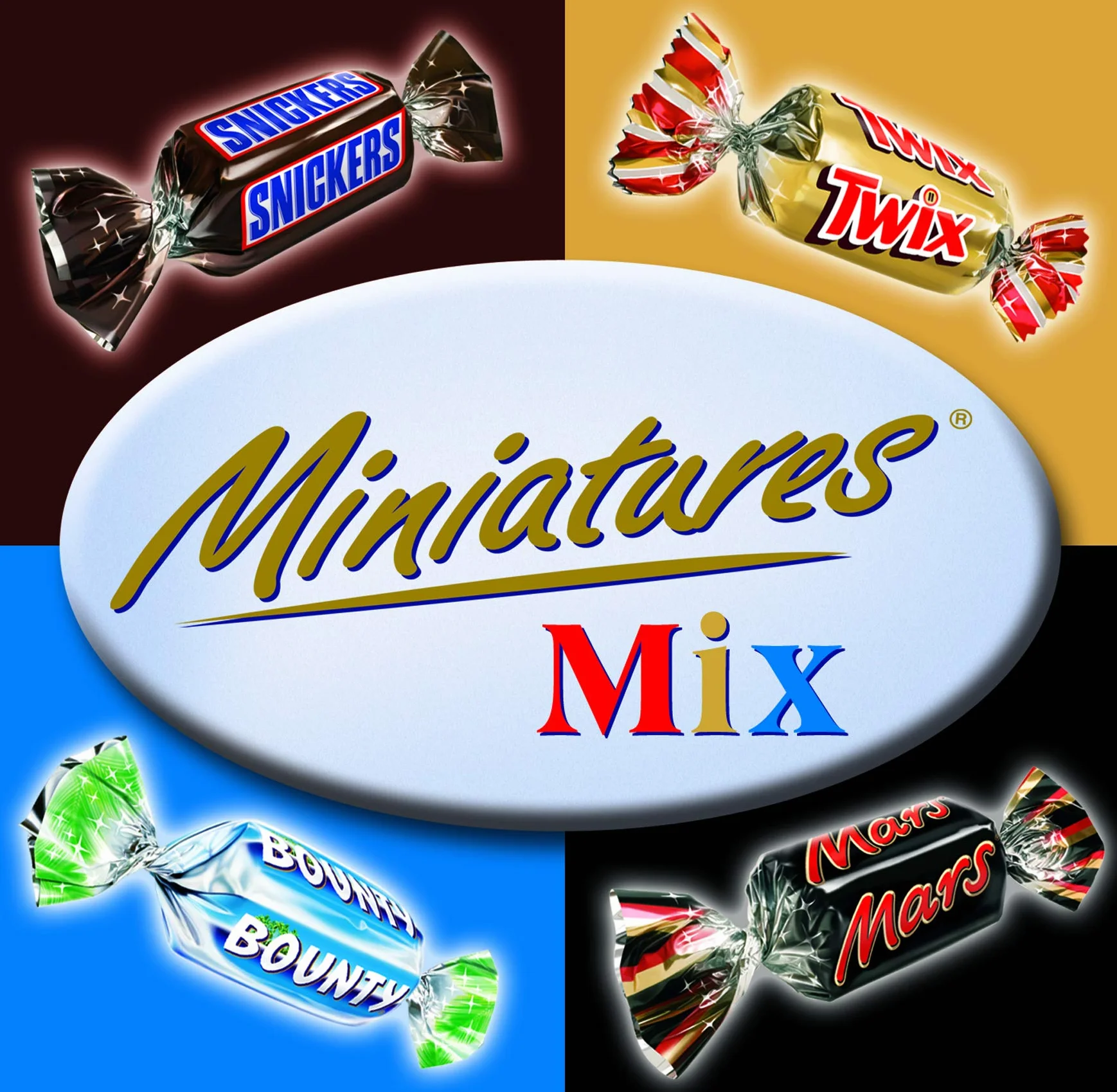 Mix batoników czekoladowych Mars, Snickers, Bounty, Twix 296 sztuk 3 kg