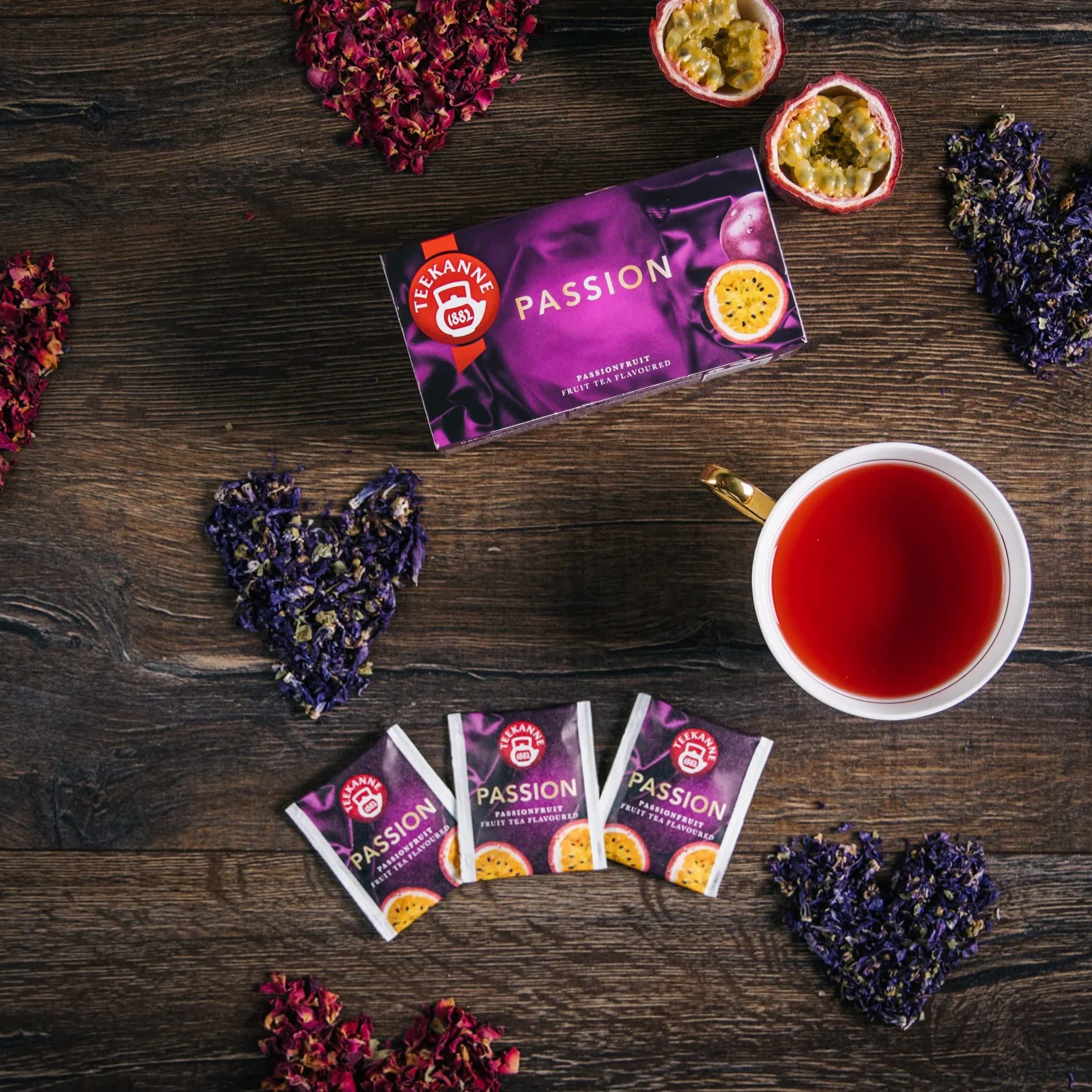 Teekanne Big Love Tea Collection (4 x 20 torebek) - zestaw do herbaty owocowej (prezent Dekond)