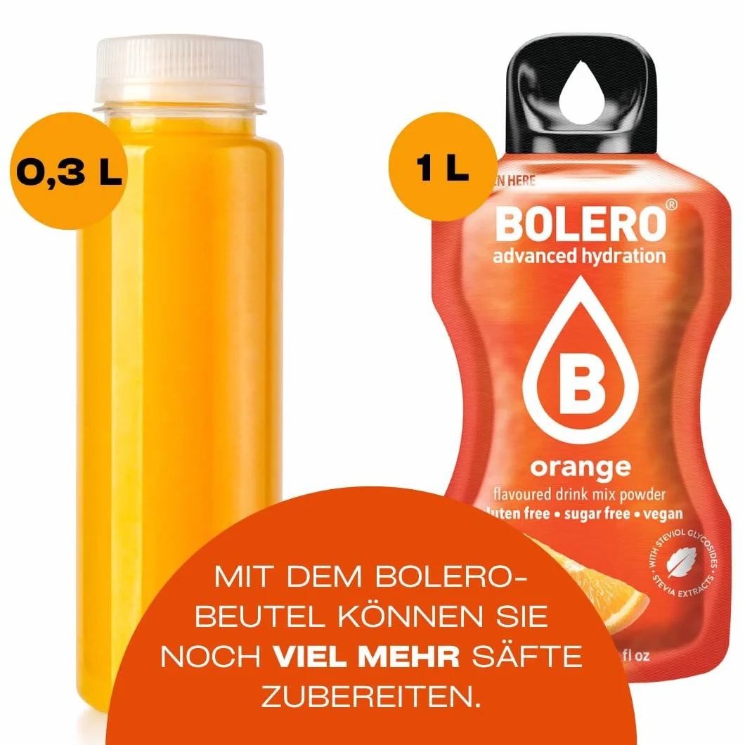 Bolero RASPBERRY 24x3g | Proszek do napojów bez cukru, słodzony stewią + witamina C | odpowiedni dla dzieci, sportowców i diabetyków | bezglutenowy i przyjazny dla wegan