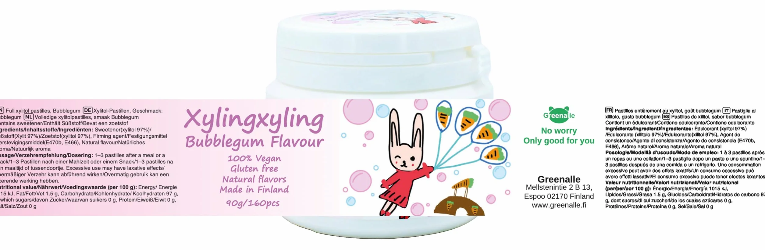 Fińska pigułka ksylitolowa Xylingxyling 90 g 160 szt. bez cukru bez glutenu wegańska
