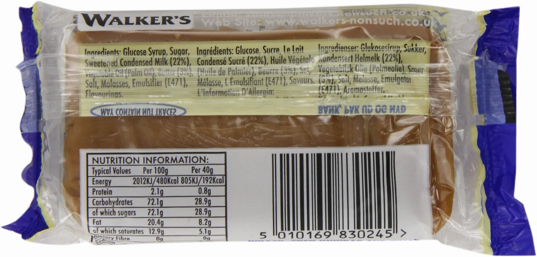 WALKERS NONSUCH Original Creamy Toffee Bars in Traditional Tin Tray 100 g (opakowanie 10)