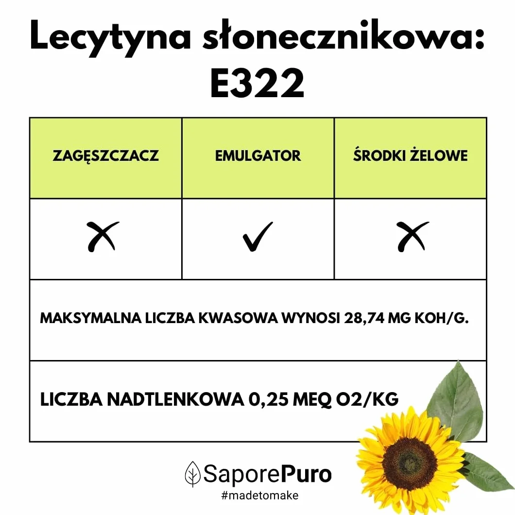 SaporePuro Leacytyna Słonecznikowa w Proszku 500 g Naturalny Emulgator Bezglutenowy