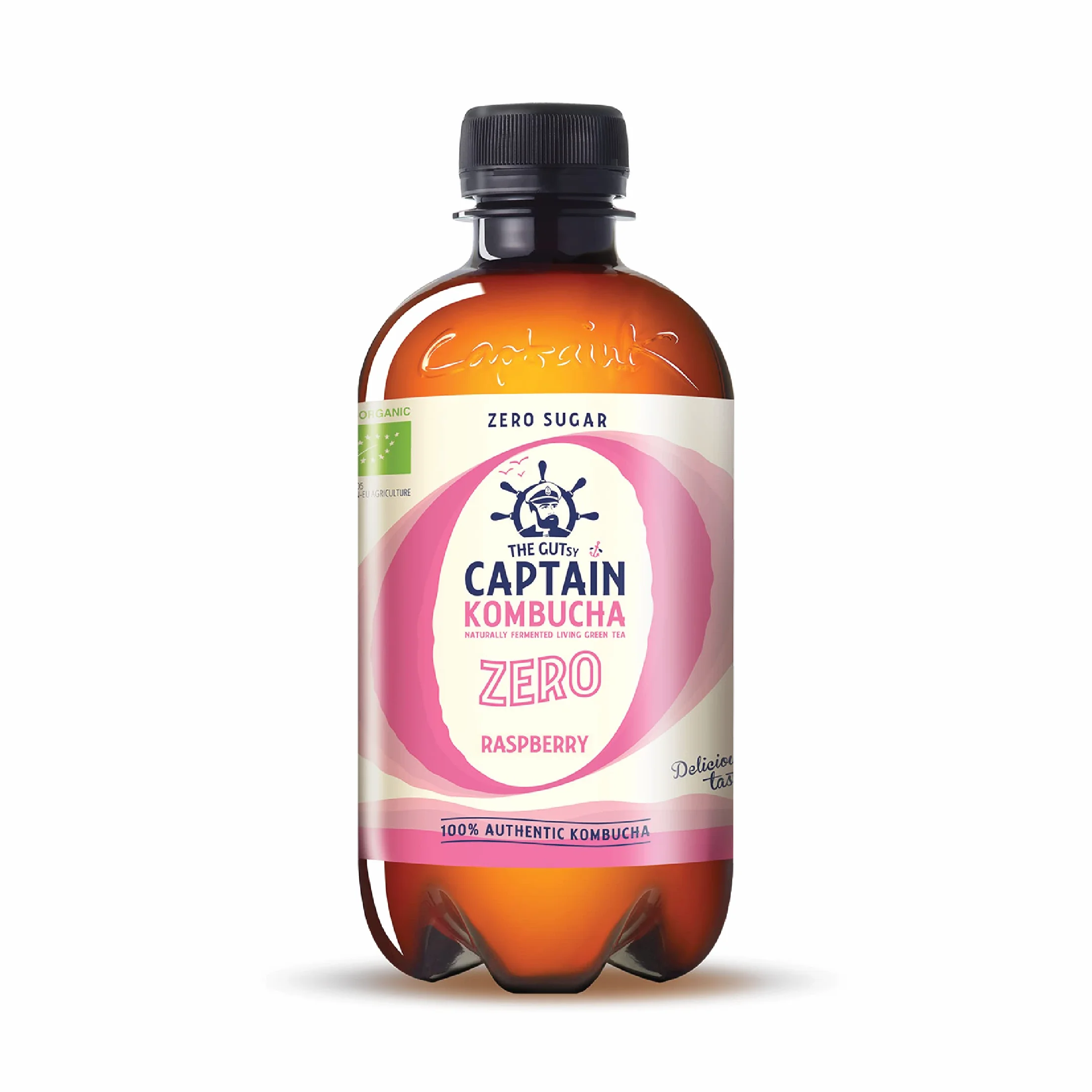 Gutsy Captain Kombucha Zero Calories, Zero Sugar - herbata kombucha, żywe kultury, bez konserwantów, niepasteryzowana, surowa i wegańska, 12 x 400 ml