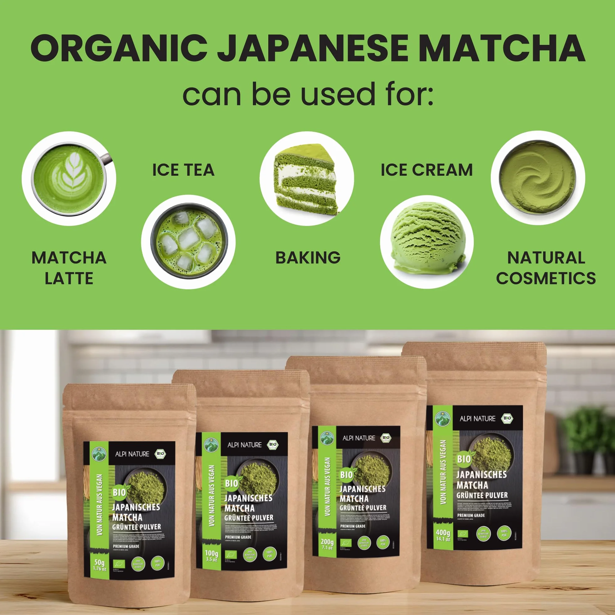Matcha w Proszku 200g Japońska Zielona Herbata Klasy Premium Naturalna