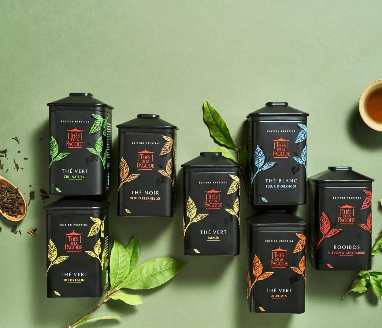 Grüner Bio-Tee mit Zitrusfrüchten von Thés de La Pagode - Grüner Tee Chun Mee mit Zitrusfrüchten - Prestige Dose mit 100g losem Tee - Loser Bio-Tee