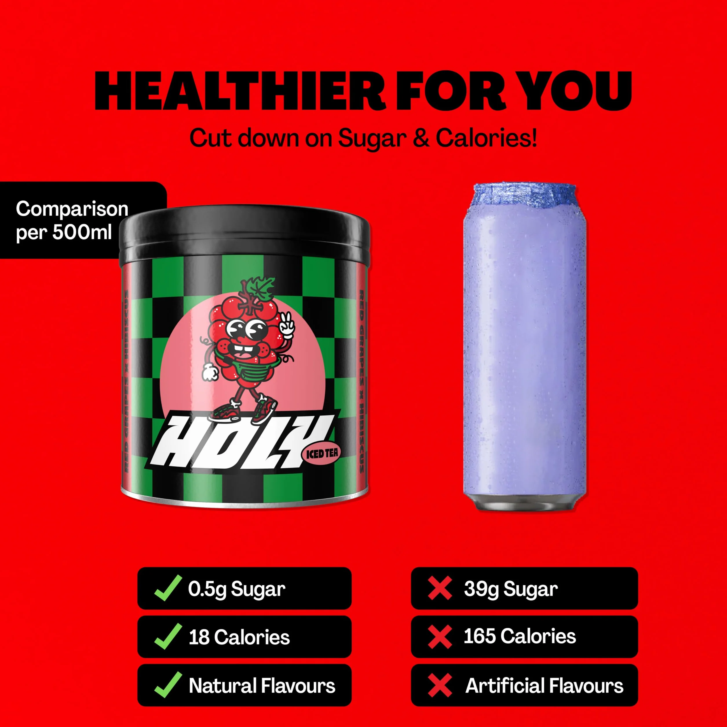HOLY Iced Tea Czerwone winogrona hibiskus 50 porcji Bezcukrowa mrożona herbata Wegańska