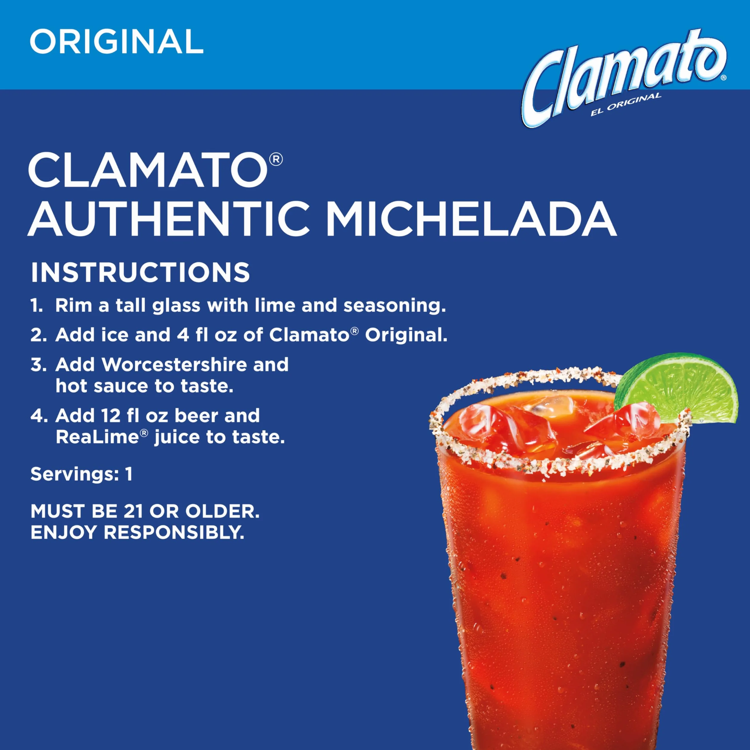Clamato Tomato Cocktail z Koncentratu, Koncentrat Soku Pomidorowego do Picia Samodzielnie Lub w Połączeniu, Butelka 1,89 Litra