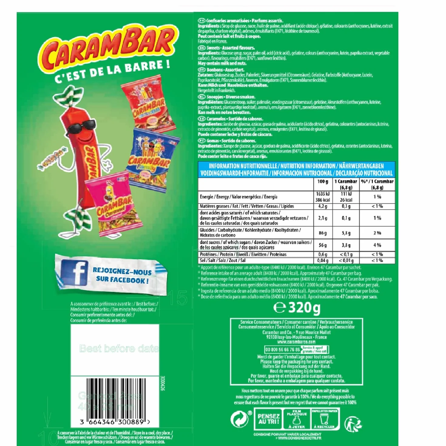 Słodycze Carambar Owocowe 320 g