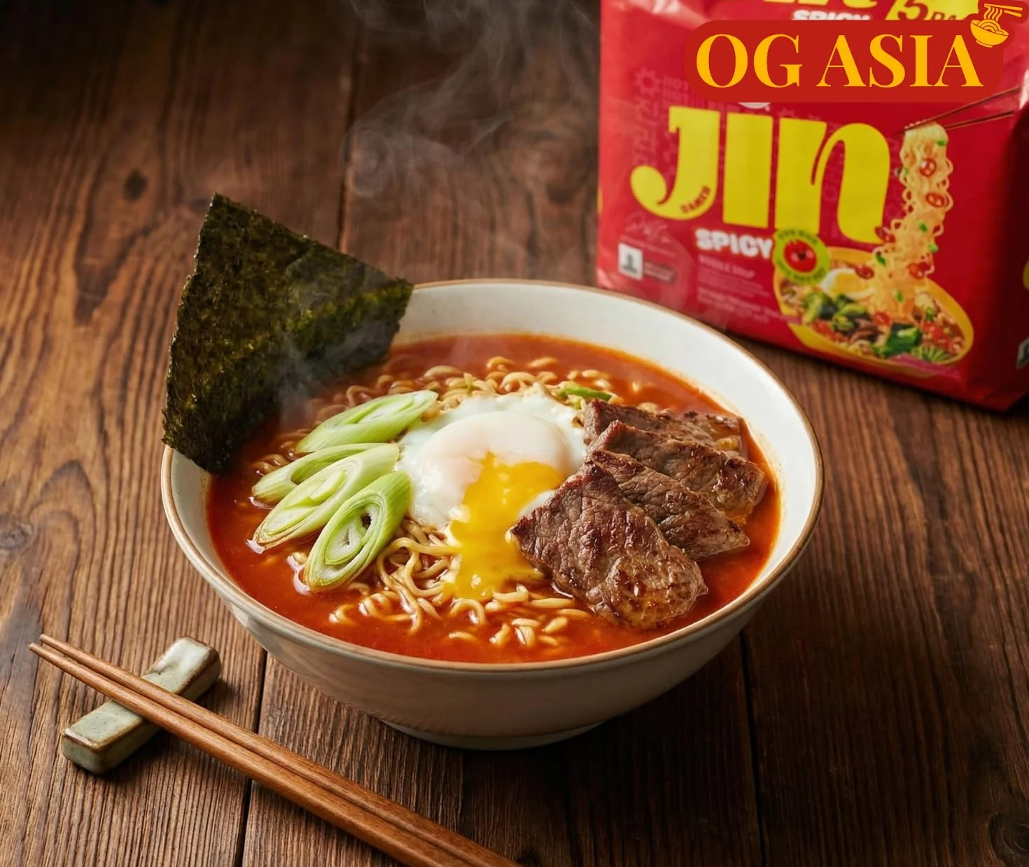 Ottogi Jin Ramen Spicy 5 szt. - makaron instant, ostry, autentyczny, koreański, 5 x 120 g, OG ASIA - 600 g