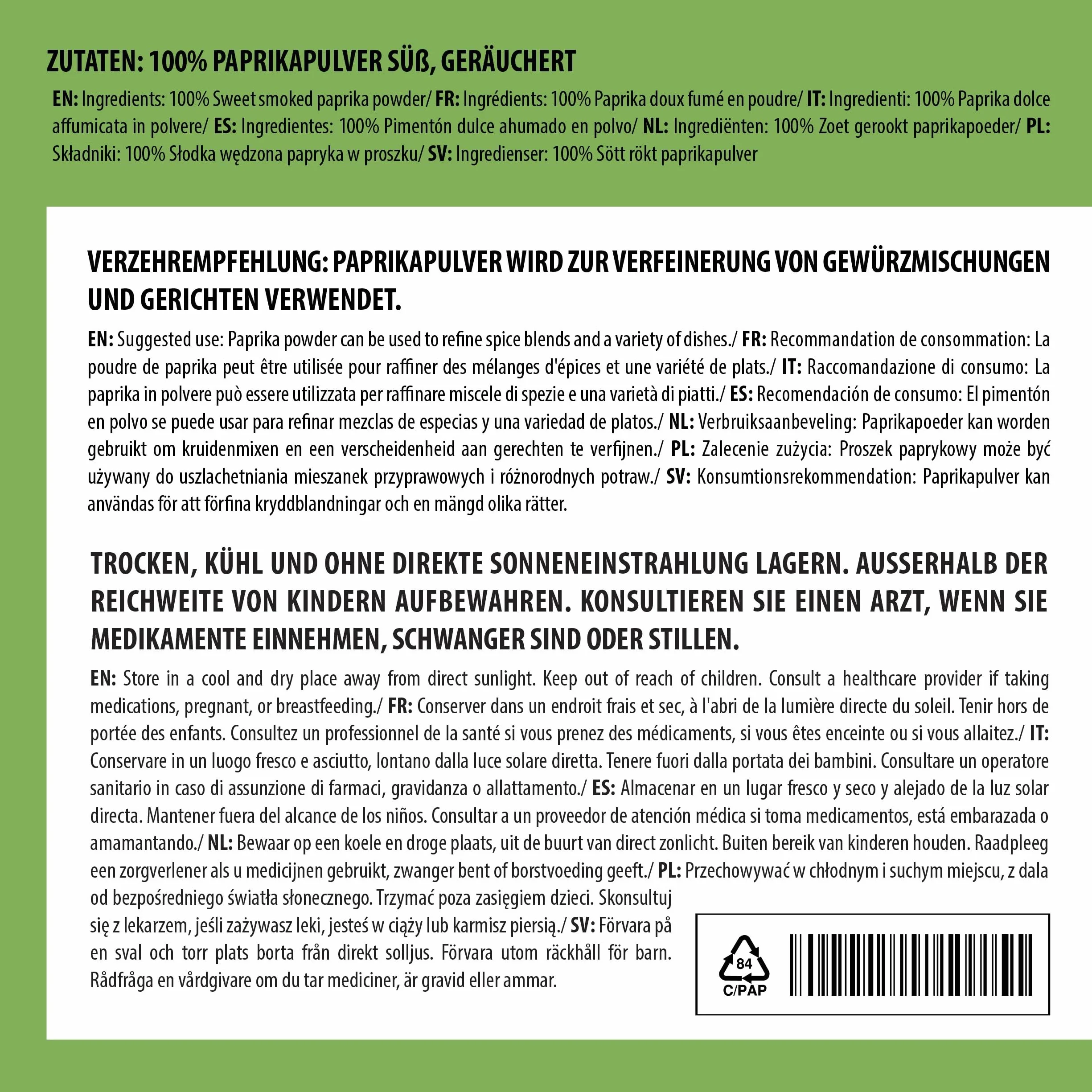 Alpi Nature Słodka Wędzona Papryka w Proszku 250g, Mielona Czerwona Papryka, Łagodna Wędzona Papryka