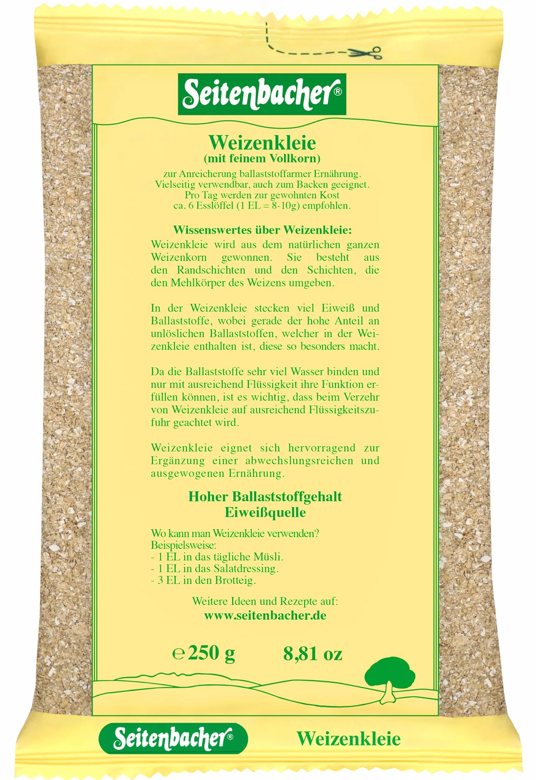 Seitenbacher otręby pszenne, opakowanie 12 sztuk (opakowanie 12 x 250 g)