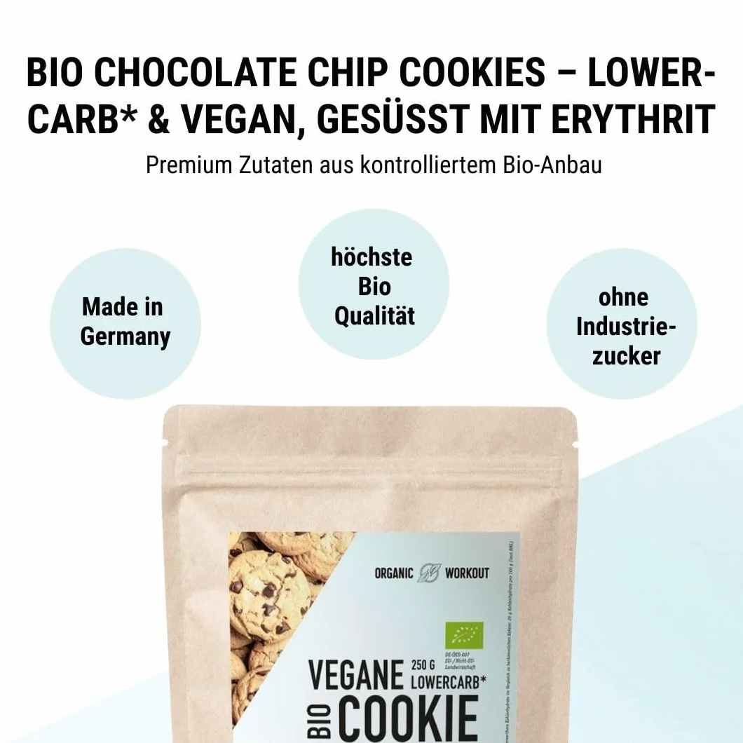 Ekologiczna mieszanka ciasteczek czekoladowych keto, bezglutenowa, wegańska, bez cukru, z errytrytlem i mąką migdałową