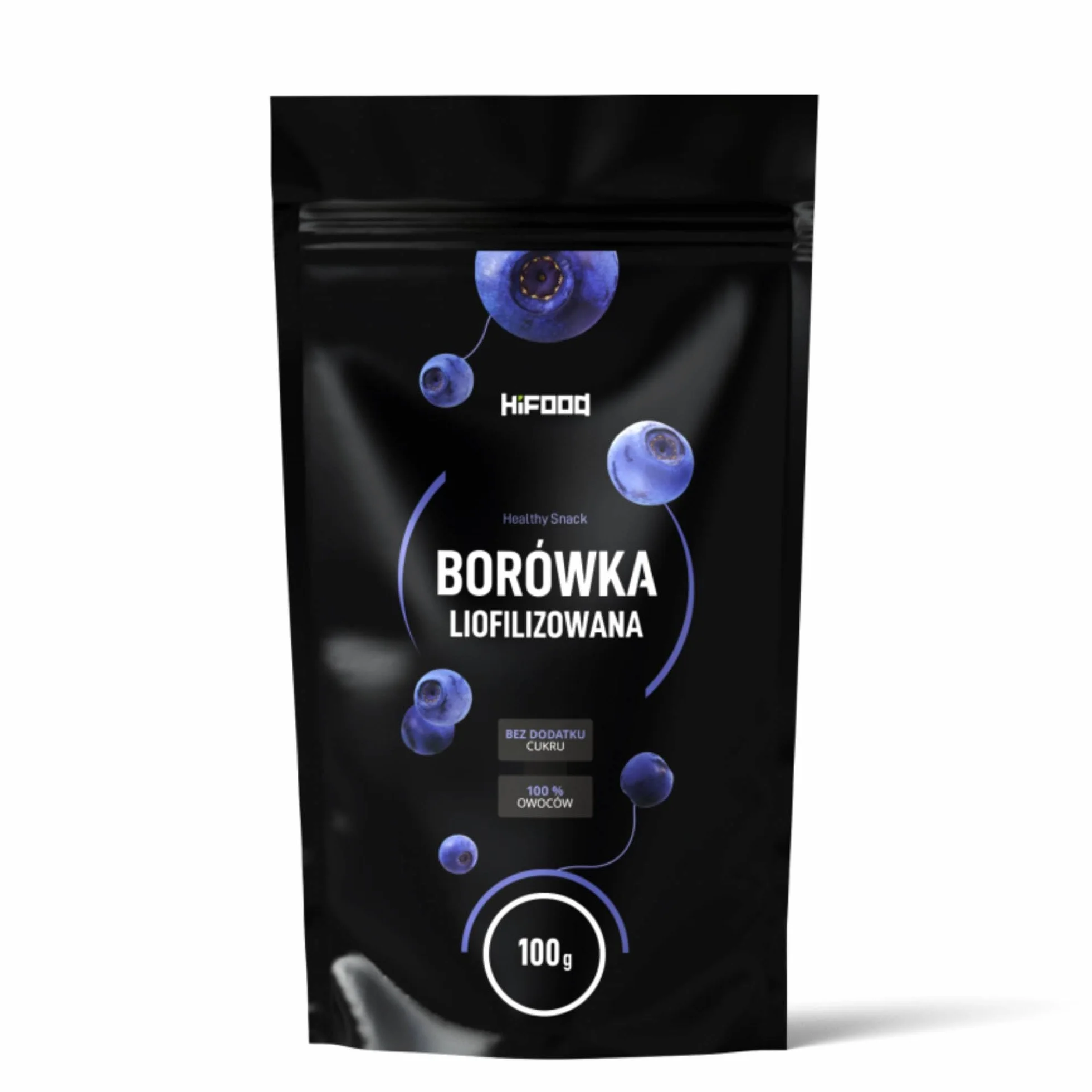 HiFood borówki liofilizowane 100 g całe owoce chrupiące do musli smoothie
