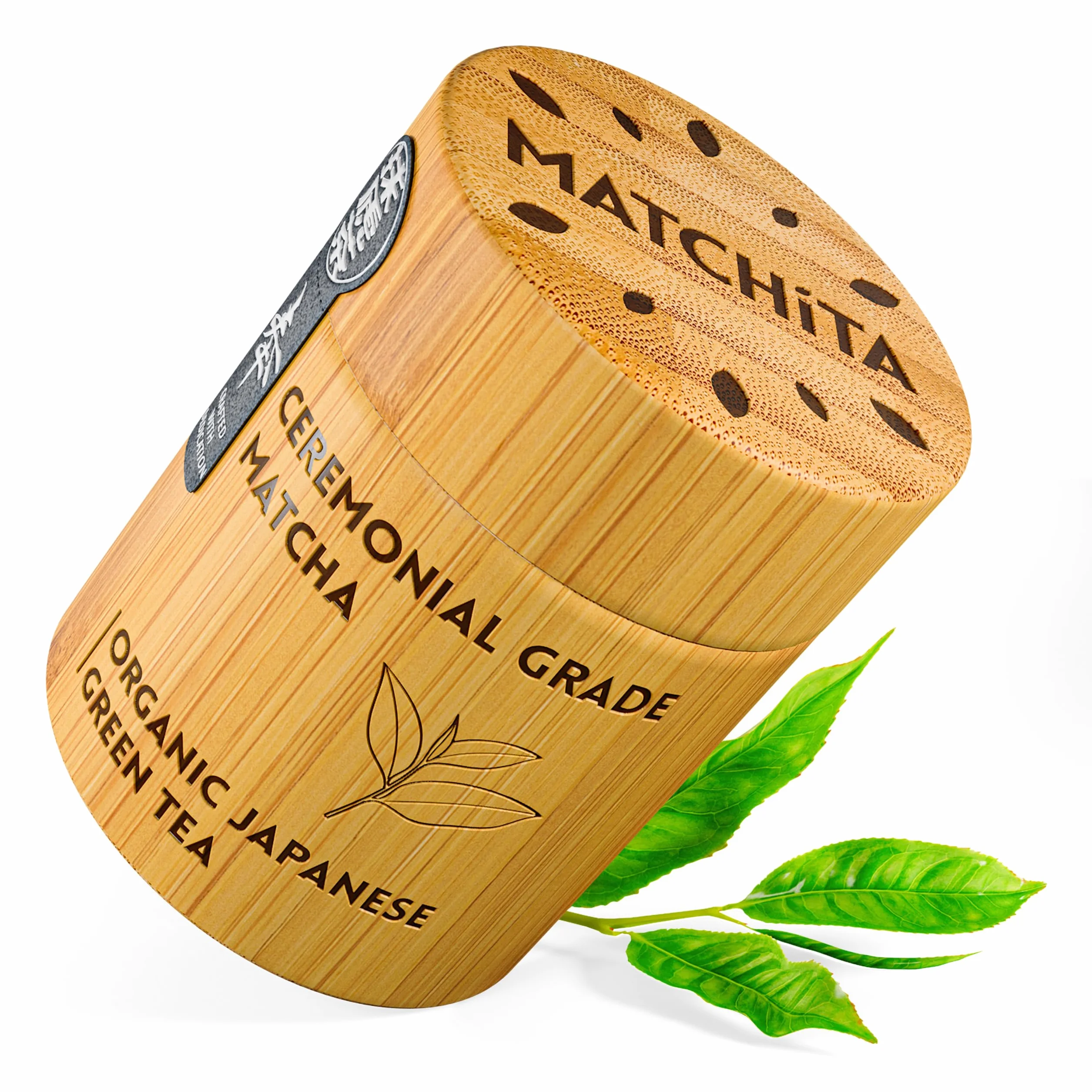 Japońska Matcha Klasy Ceremonialnej Zielona Herbata w Proszku Bambusowe Pudełko 40g