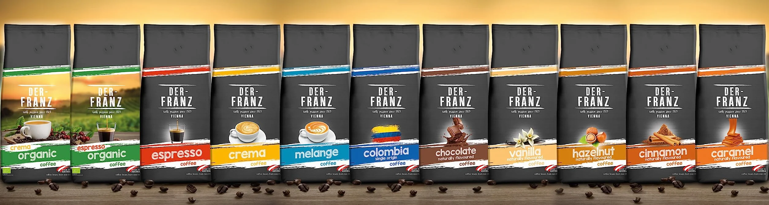 Der-Franz Columbia Single Origin Kawa, intensywność 3/5, 100% Arabica, całe ziarna, 1000 g