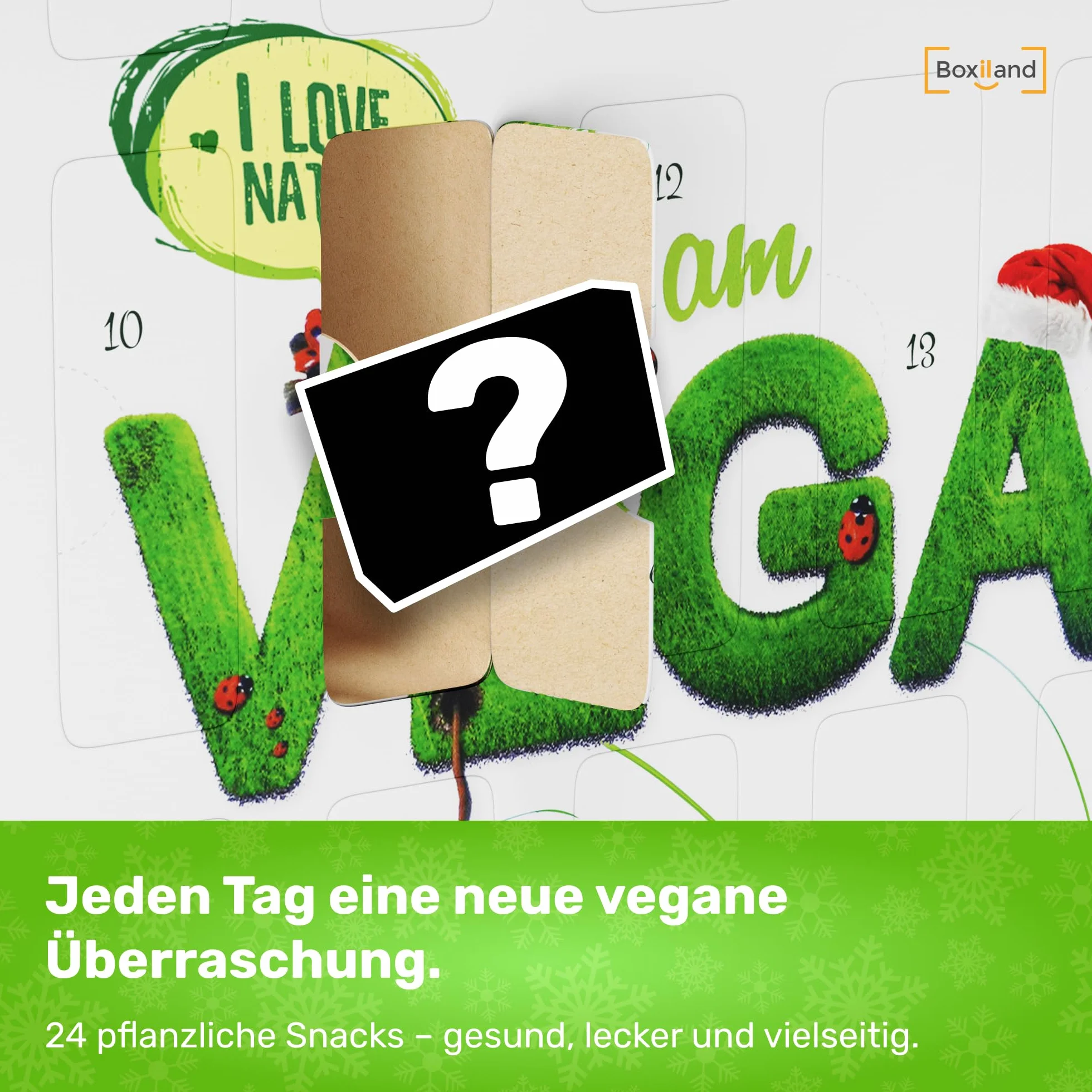 Bio Kalendarz Adwentowy 2025 Wegański [24 WEGAŃSKIE BIO PRZEKĄSKI] – Kalendarz świąteczny z przekąskami bio – kalendarz adwentowy vegan, Healthy Food & Bio Snacks (Wyprodukowano w Niemczech)