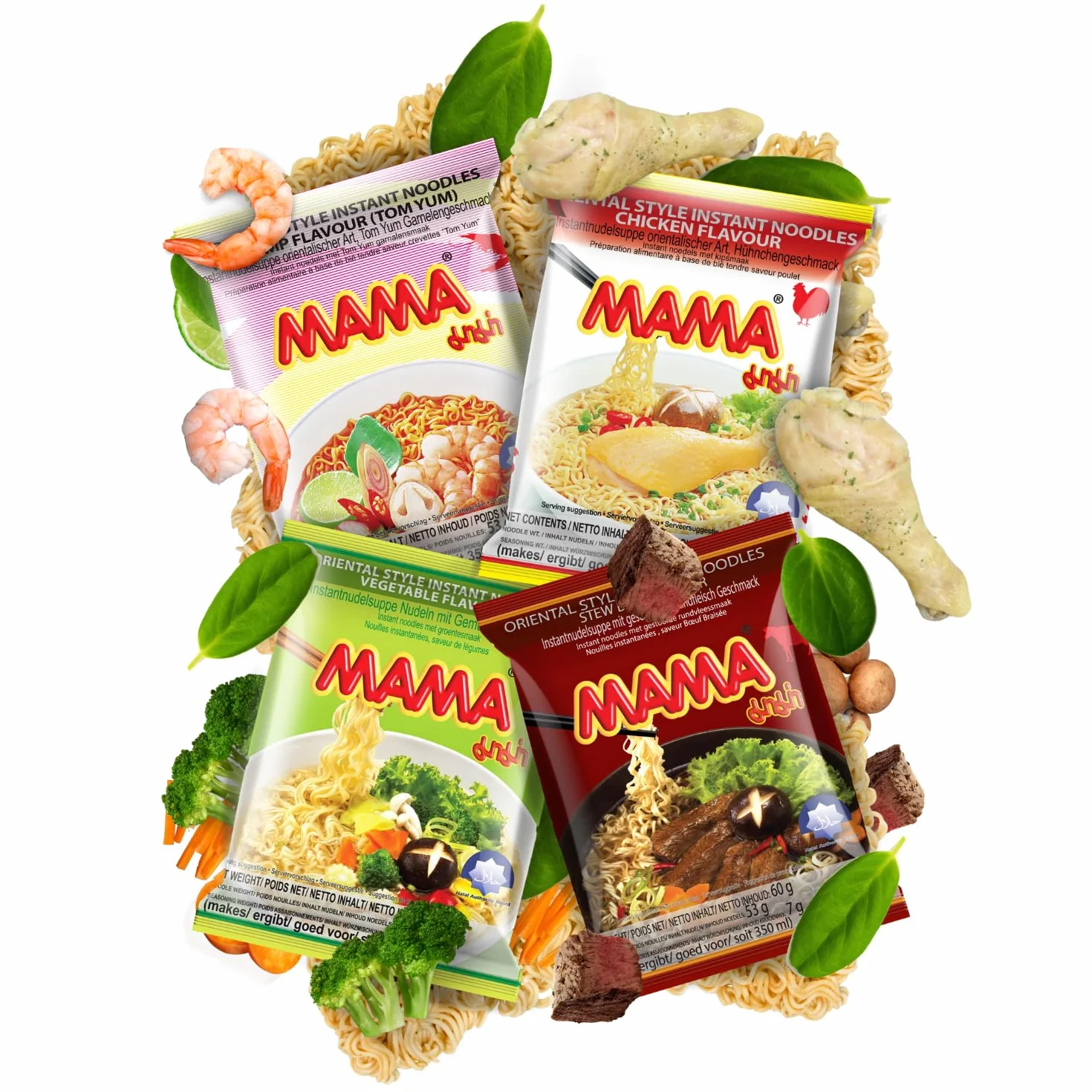 Makaron instant krewetki MAMA opakowanie zbiorcze 30 x 60 g