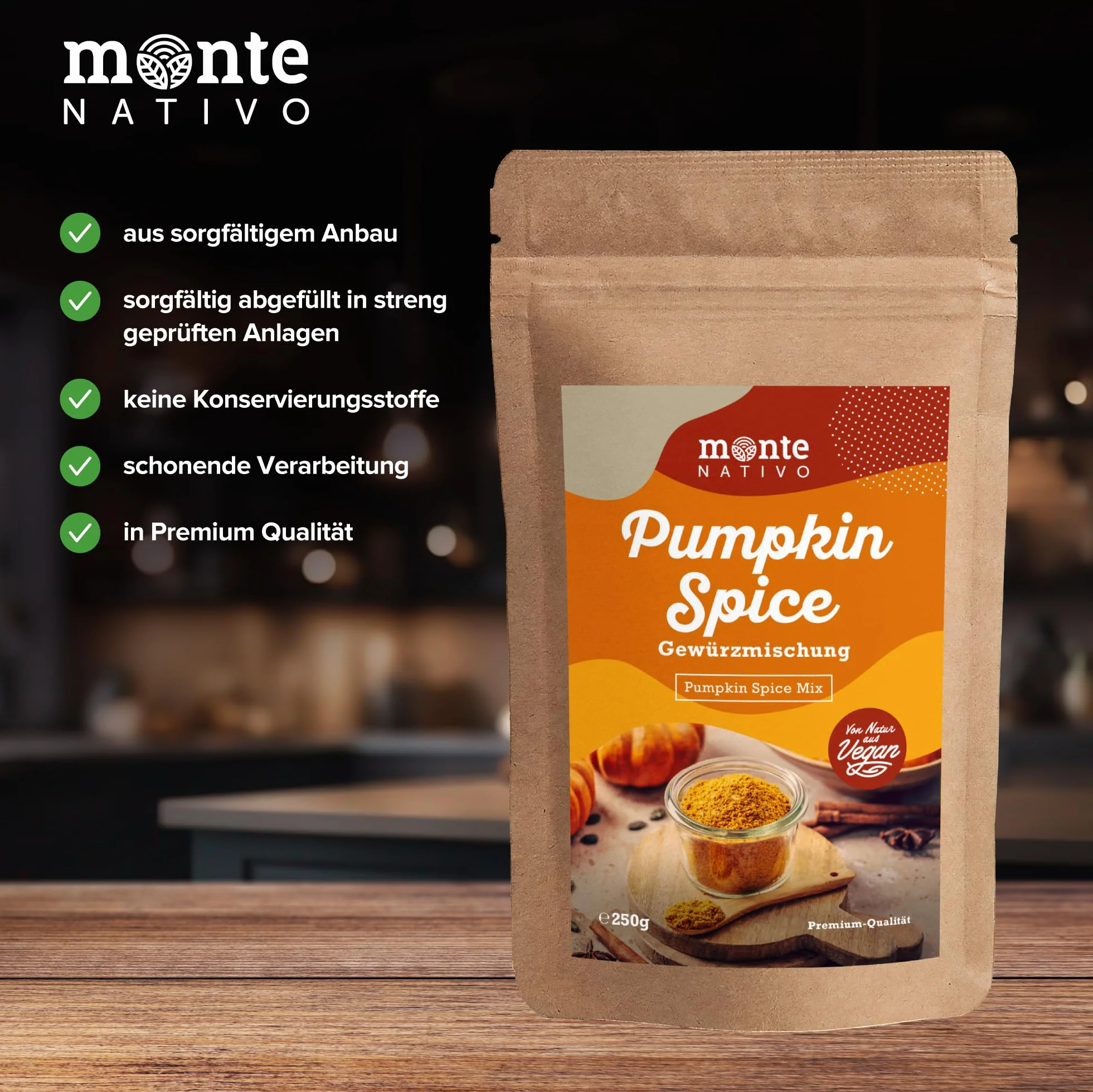 Przyprawa do dyni Monte Nativo (250g) - Mieszanka Przypraw do Ciasta Dyniowego - Delikatnie suszone i aromatyczne przyprawy idealne do gotowania i doprawiania
