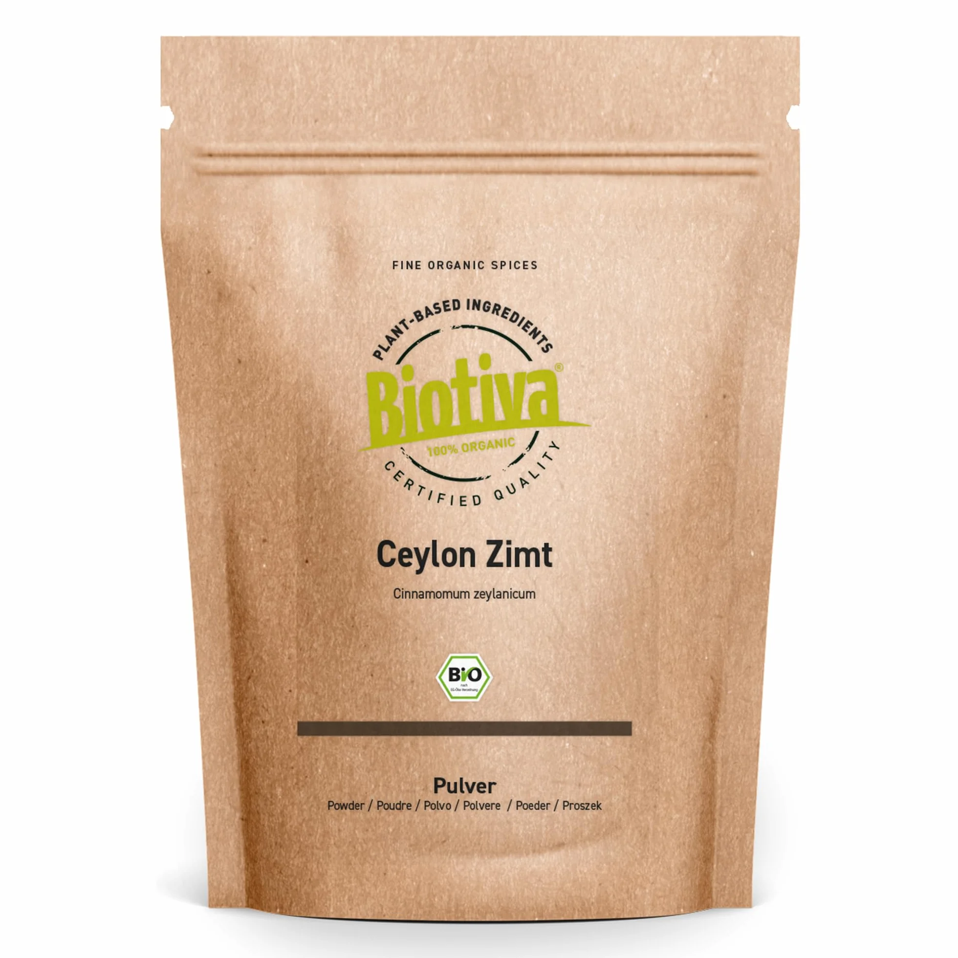 Cynamon Cejlon w Proszku Bio 250g - 100% Bio-Jakość - Cynamon w Proszku - Wegański - Bez Dodatku Cukru - Rozlewan i Kontrolowany w Niemczech - Biotiva