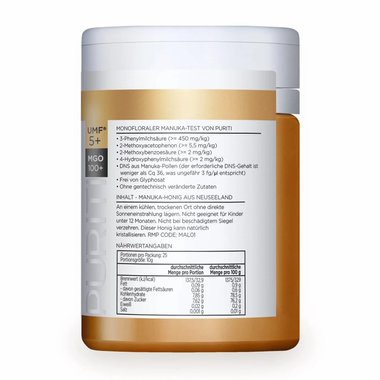 PURITI Miód Manuka MGO 100+ 250 g z Nowej Zelandii certyfikowany metyloglioksal