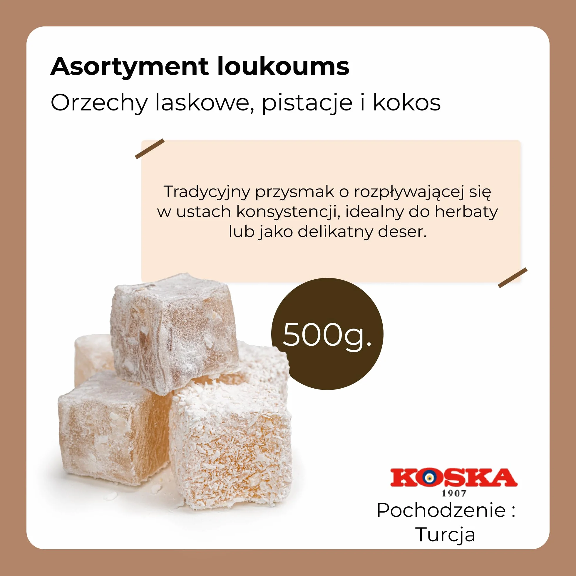 Tureckie przysmaki Z orzechami laskowymi, pistacją, kokosem 500 g